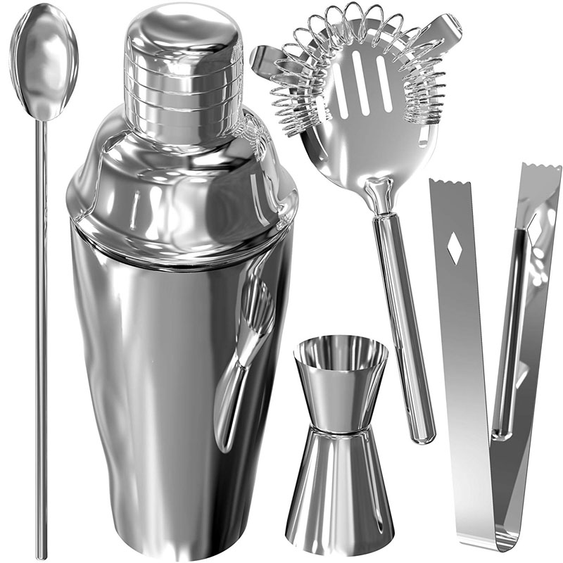 Stainless Steel Cocktail Shaker And Stainer Set - 5 Piece Bartender Kit 4