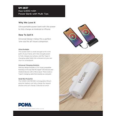 Hue 5000 mAh Power Bank with Multi Tips 4