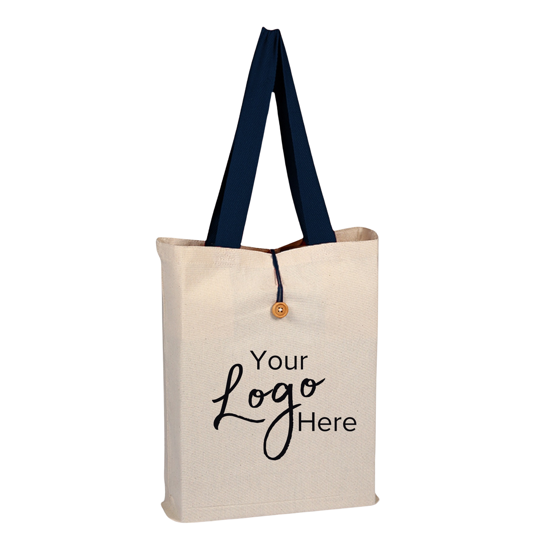Button-Up Tote 15"W x 16"H x 3" Gusset Bag with Color Handles 8