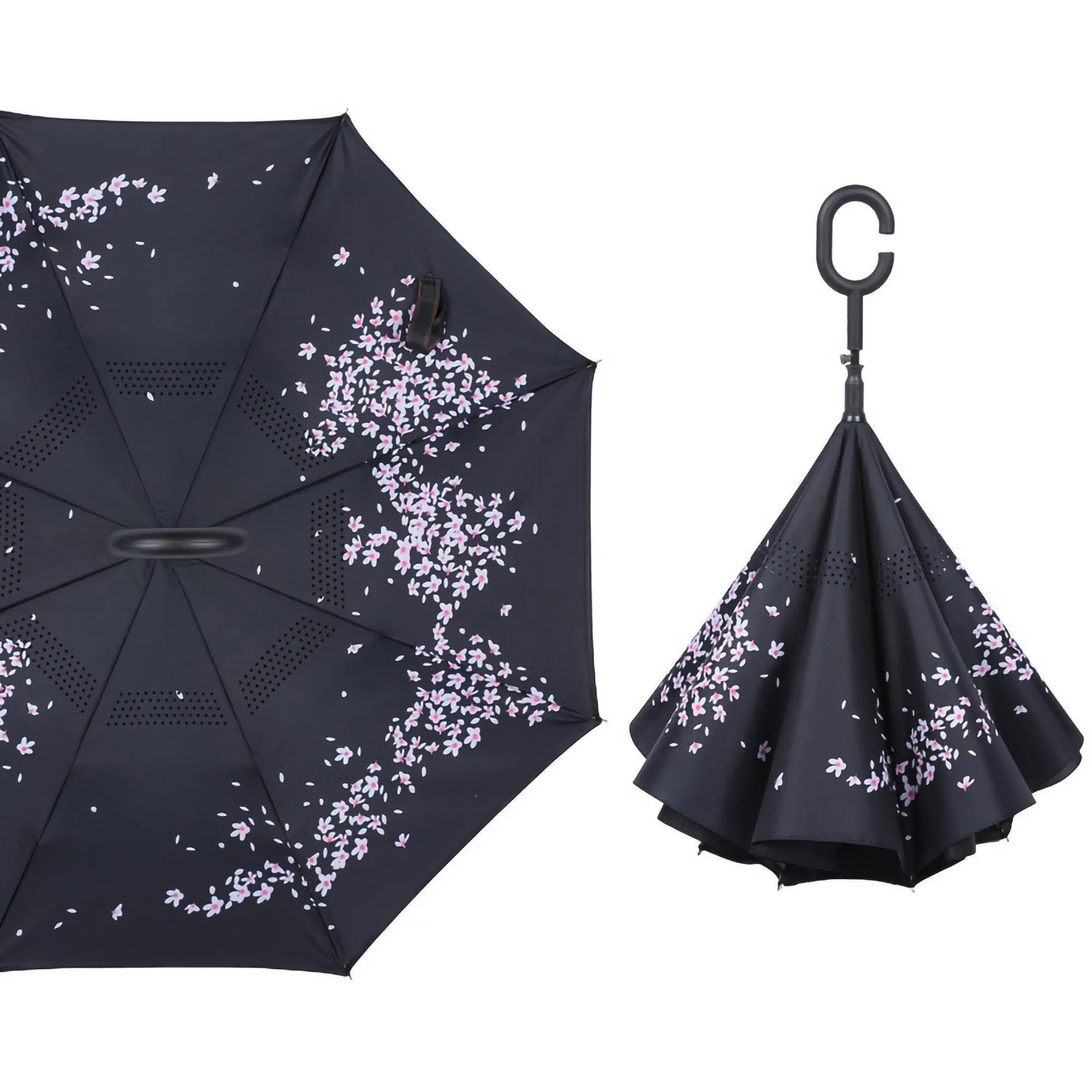 Double Layer C Handle Inverted Reverse Folding Umbrella 5