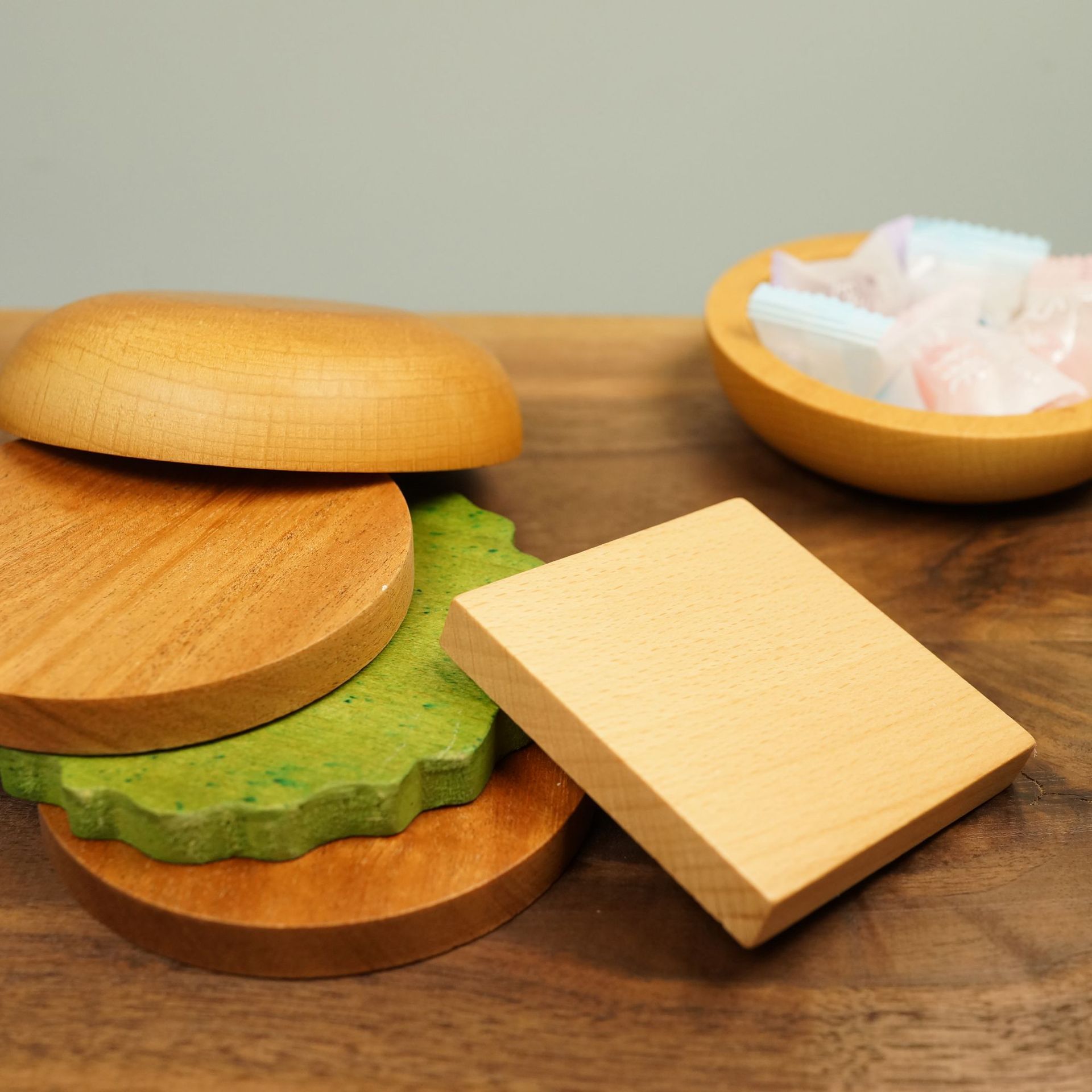 Hamburger Shaped Wood Coaster 3