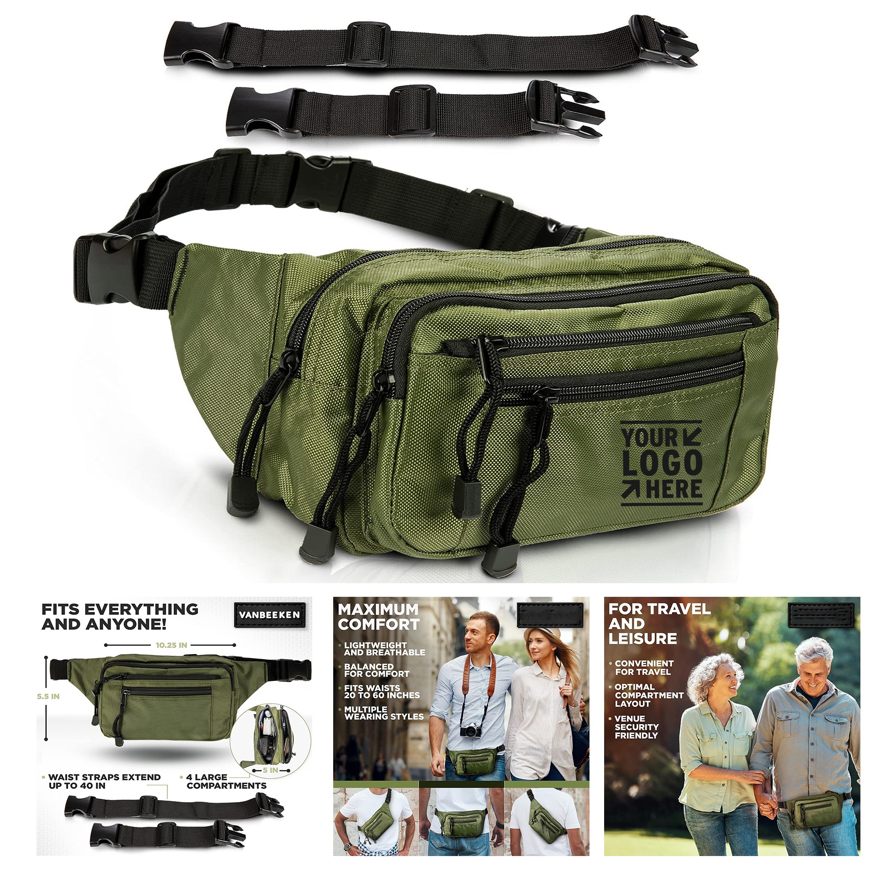 Men Women Waterproof Fanny Waist Hip Belt Army Pack Large Bum Bag 2