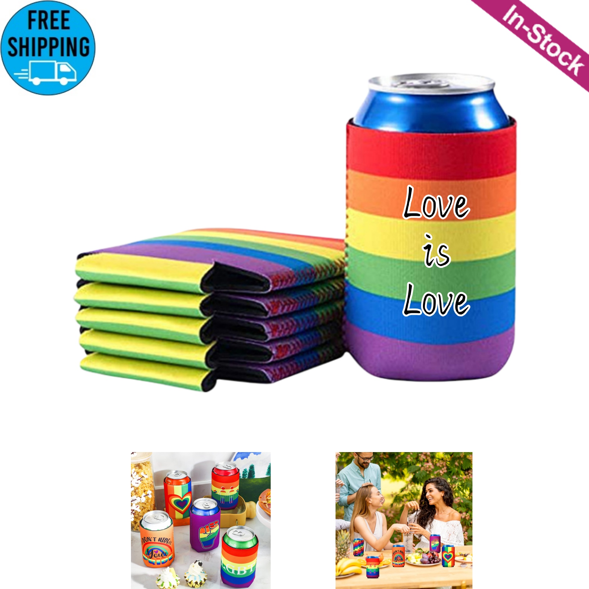 Neoprene Rainbow Can Cooler 2