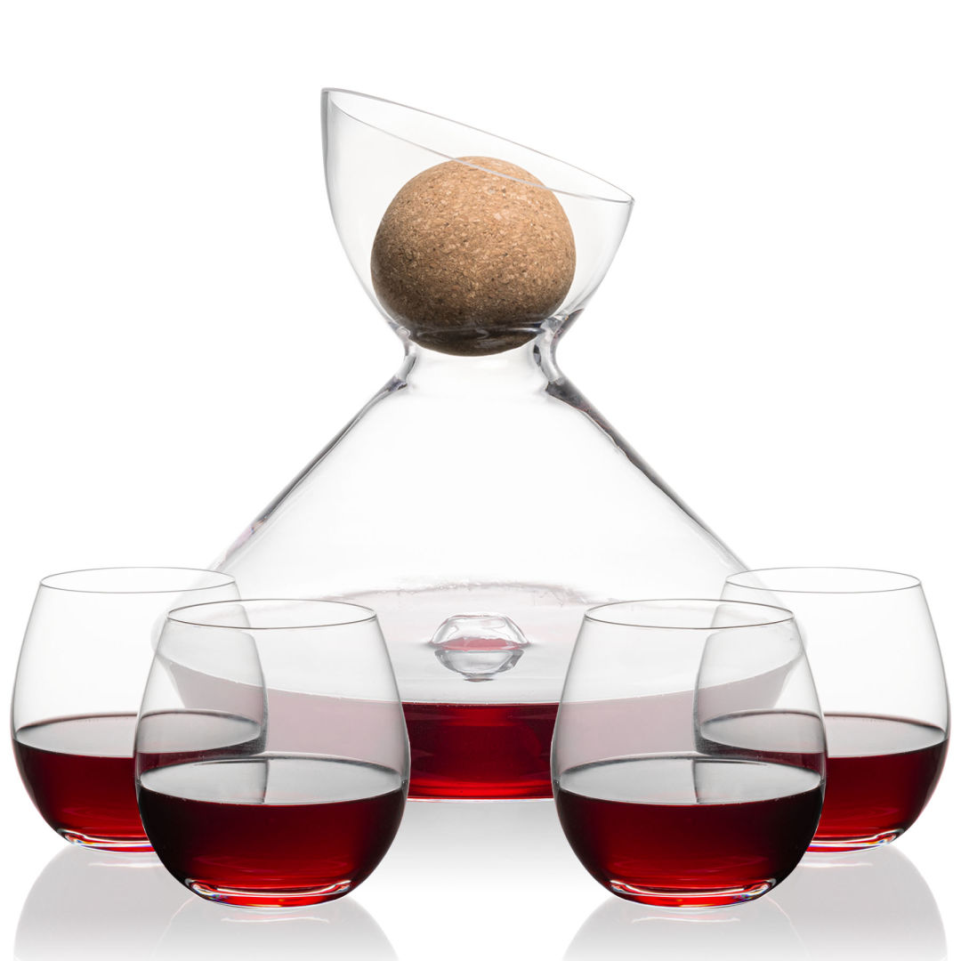Woodbury Carafe w/Cork Stopper & Redmond Stemless Wine 1