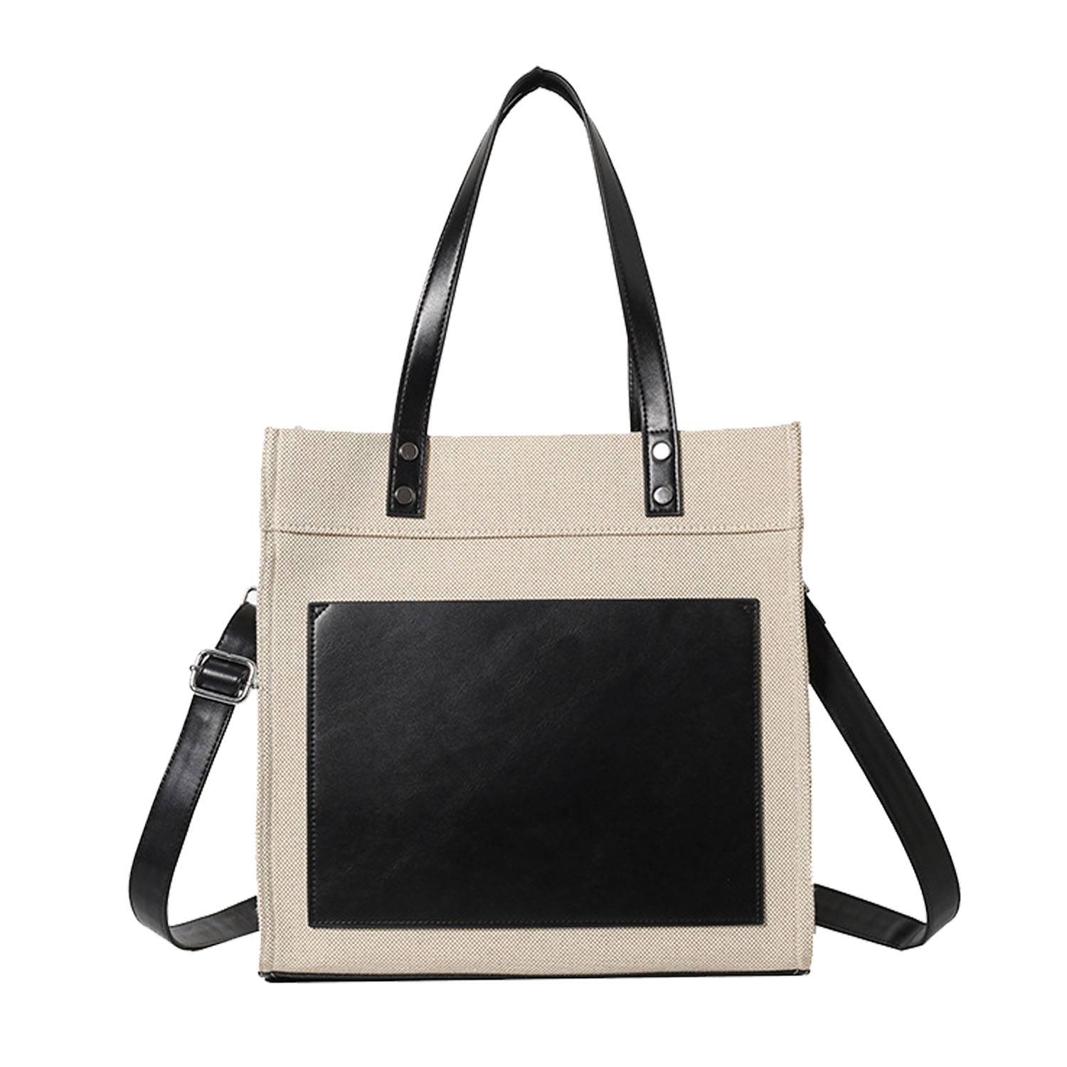 Canvas Tote Bag PU Leather Handles Adjustable strap, custom tote bag with logo imprint 2