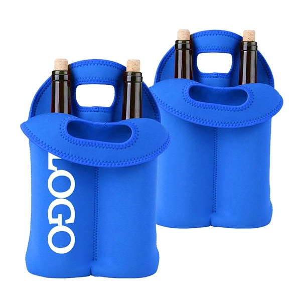 custom 2 bottle neoprene wine tote 5