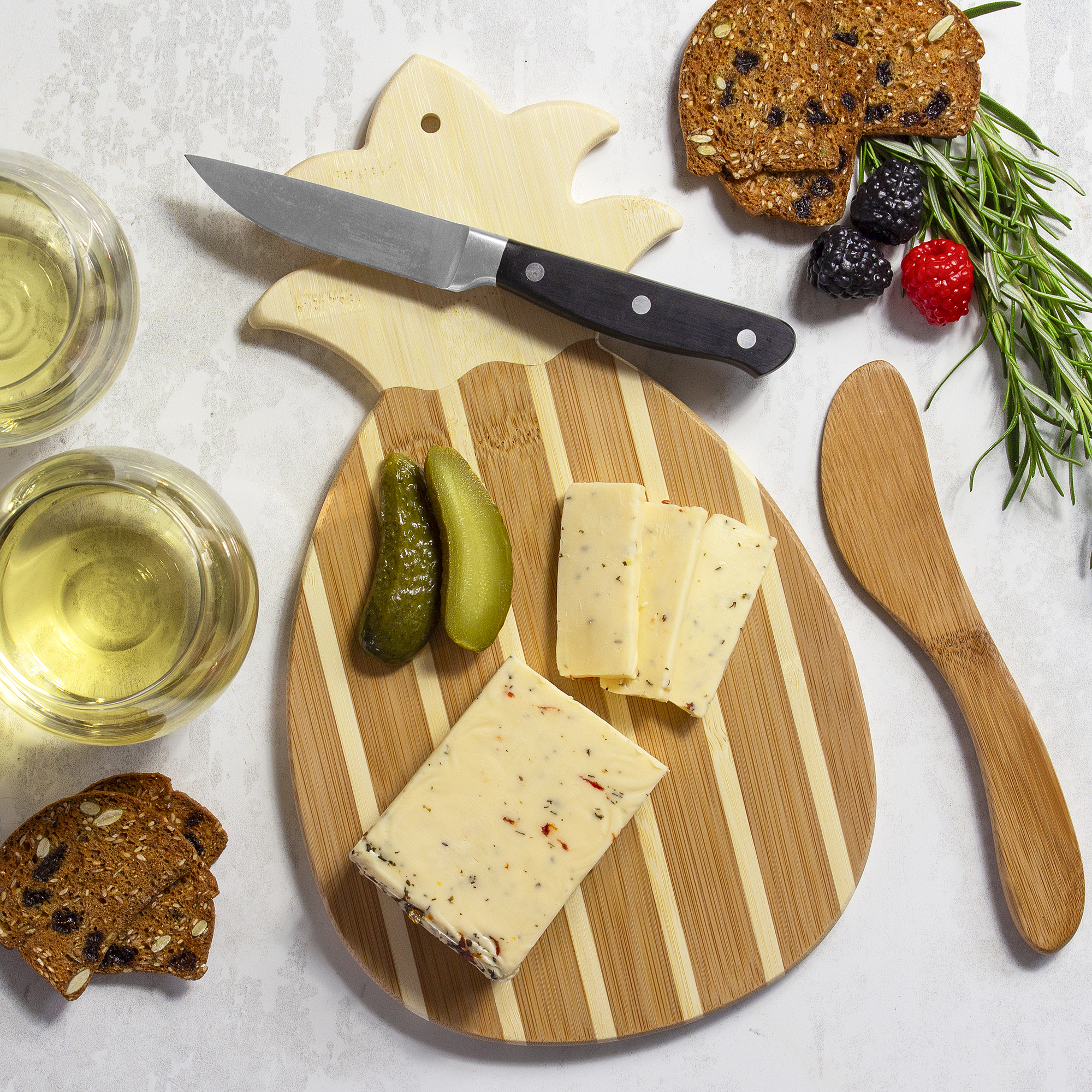 Pineapple Charcuterie Board with Spreader Knife Gift Set 8