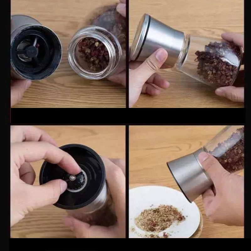 Custom Stainless Steel and glass bottle Pepper or Salt Mill 6