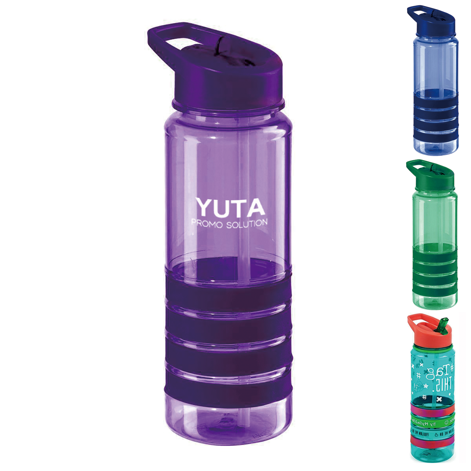 26Oz Lightweight Durable Plastic Water Bottle W/ Straw 2