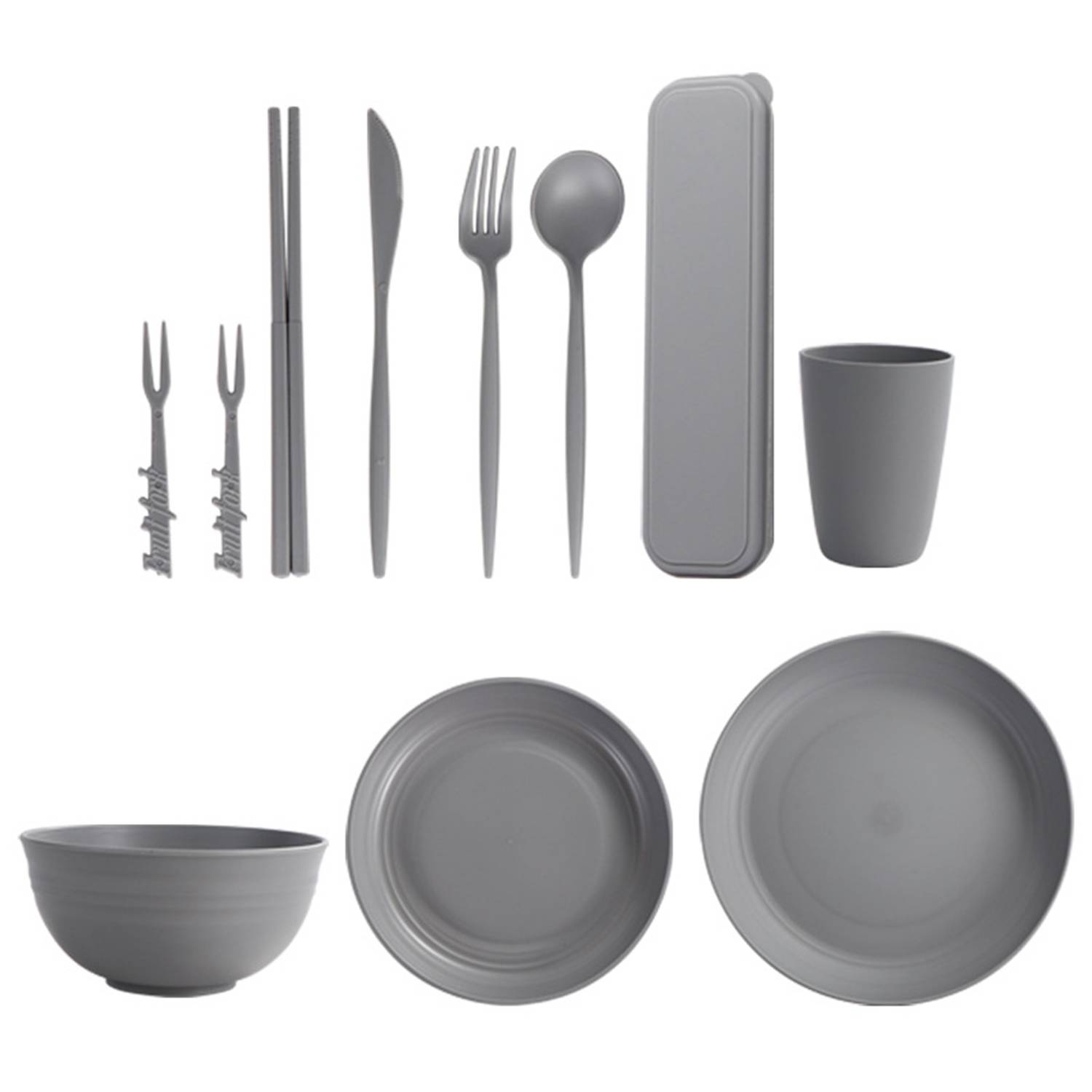 Wheat Straw Plate Bowl Cup Cutlery Set 3