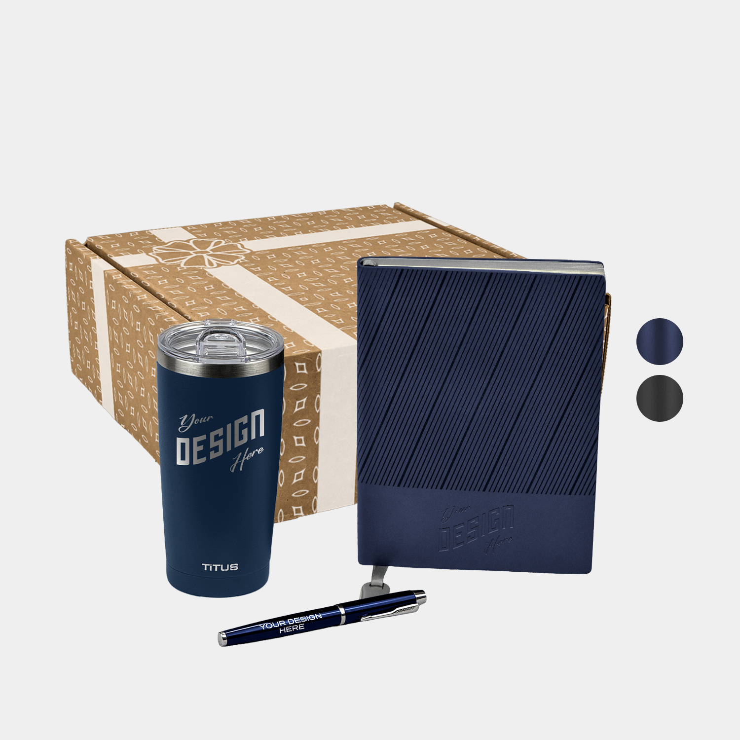 TiTUS® 20 oz Insulated Tumbler, Executive Corduroy Notebook & Pen Gift Set 1