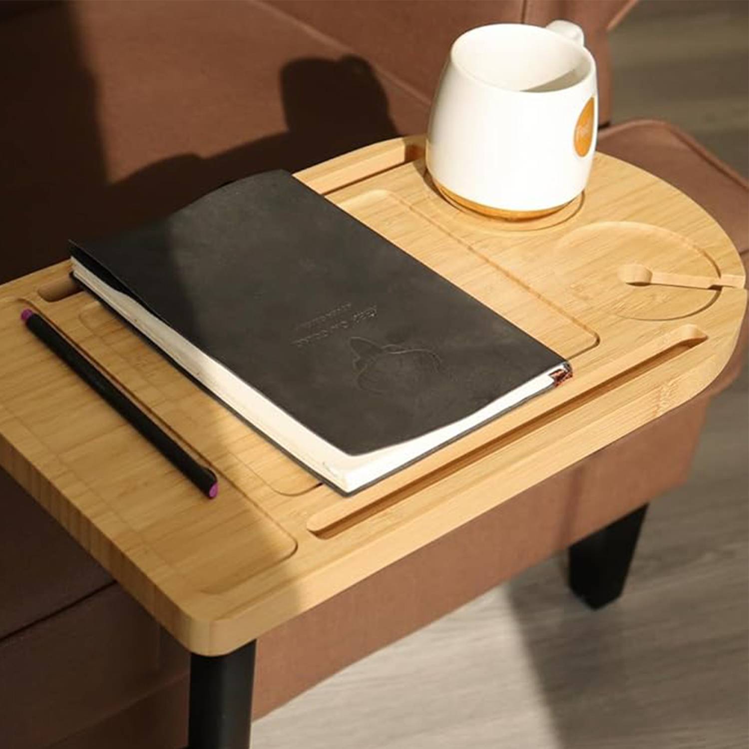 360 Degree Swivel Sofa Tray For Couch Arm Side Table 6