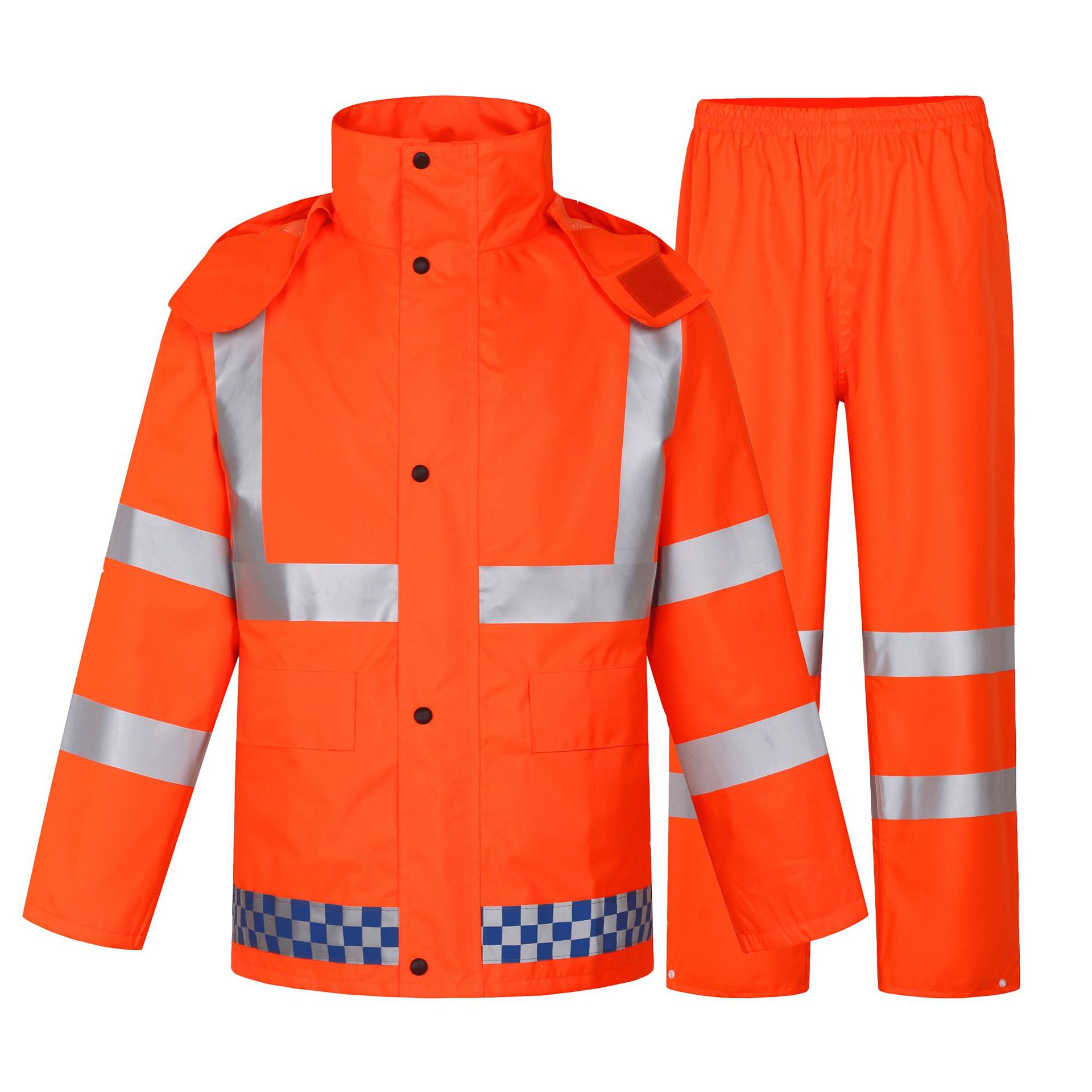 300D Oxford Waterproof Reflective Raincoat Suit 1