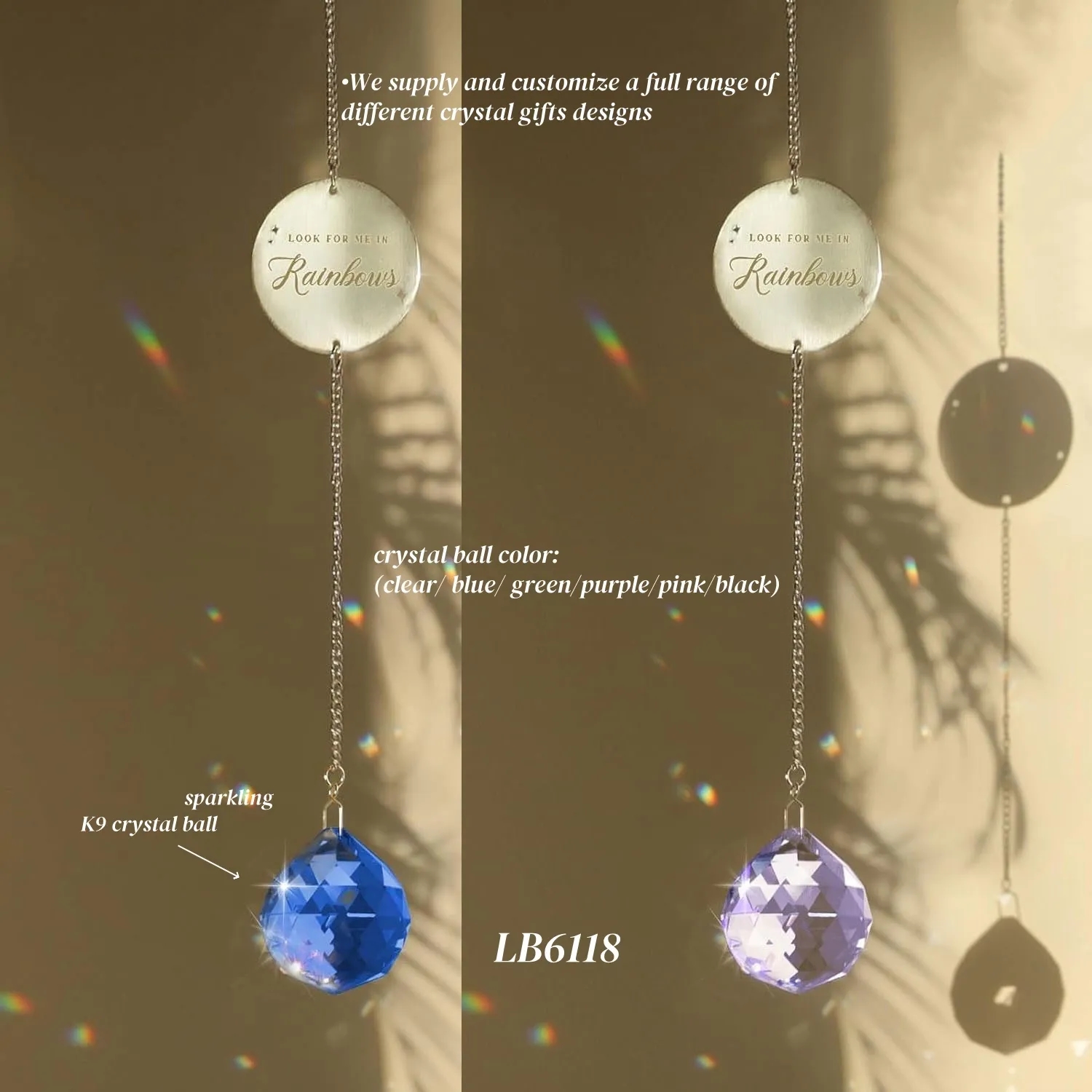 Custom Crystal Ball Christmas Ornaments Prism Suncatcher 4