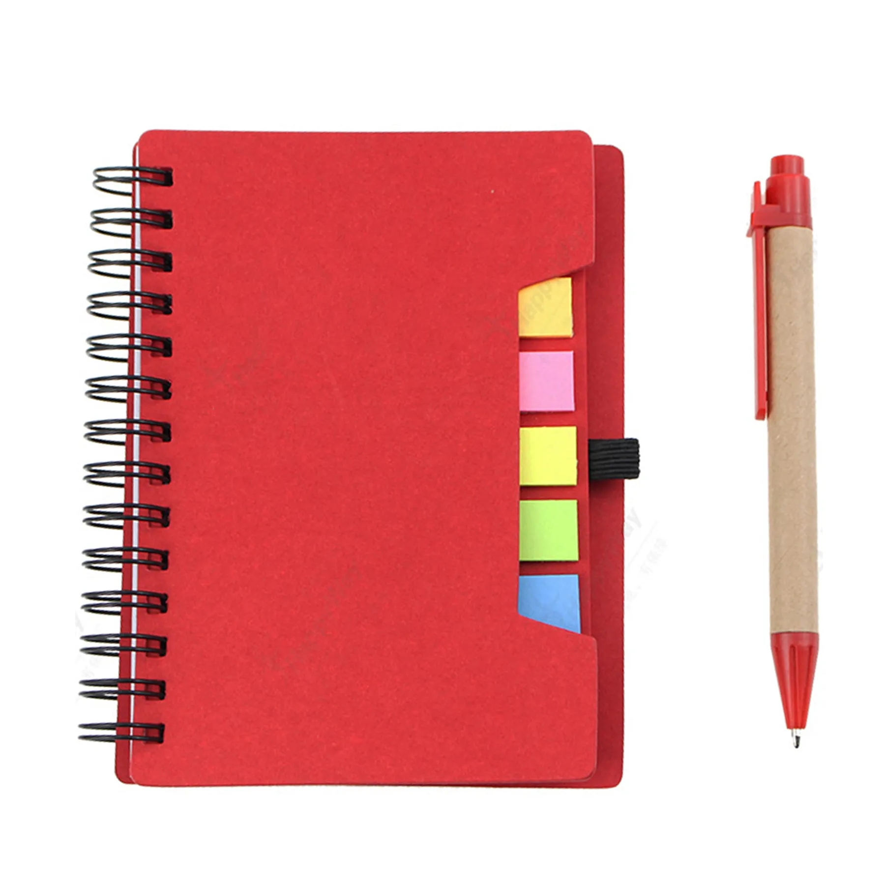 Brown paper notebook with pen and post-it notes 2