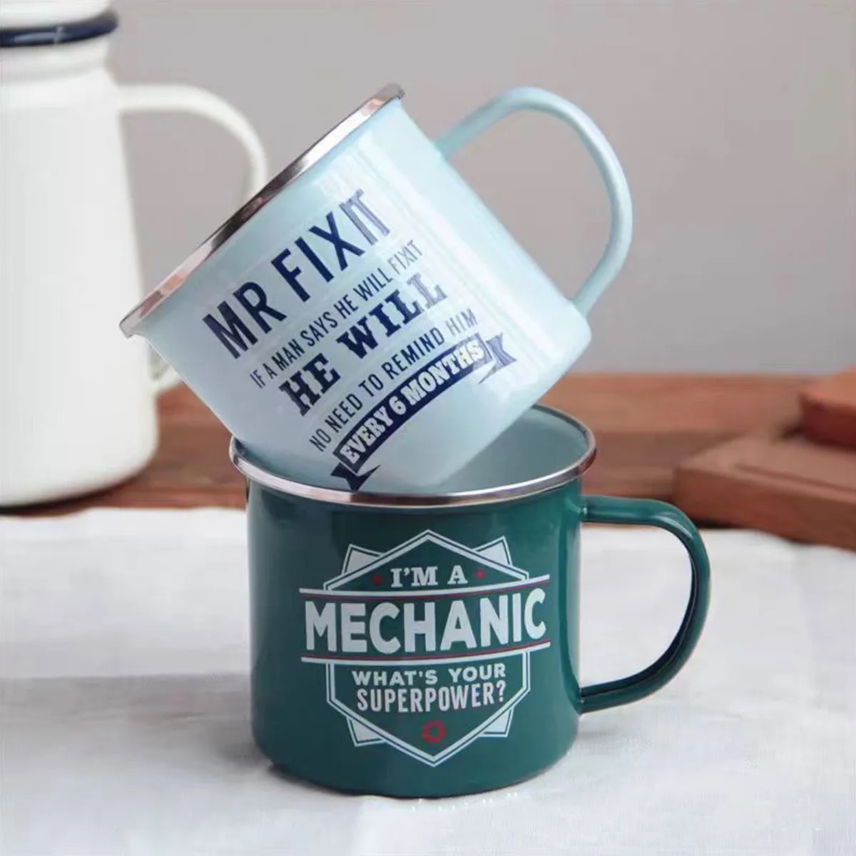 Stainless Steel Metal Cup Camping Campfire Enamel Mug 5