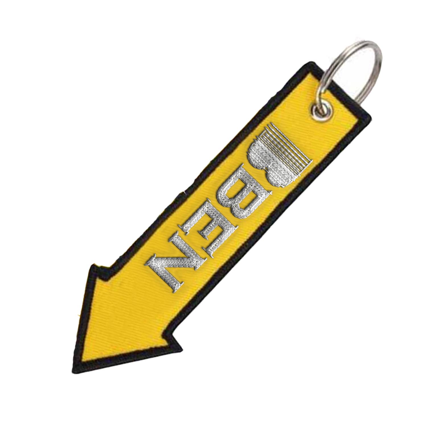 Embroidered short strap woven label keychain 2