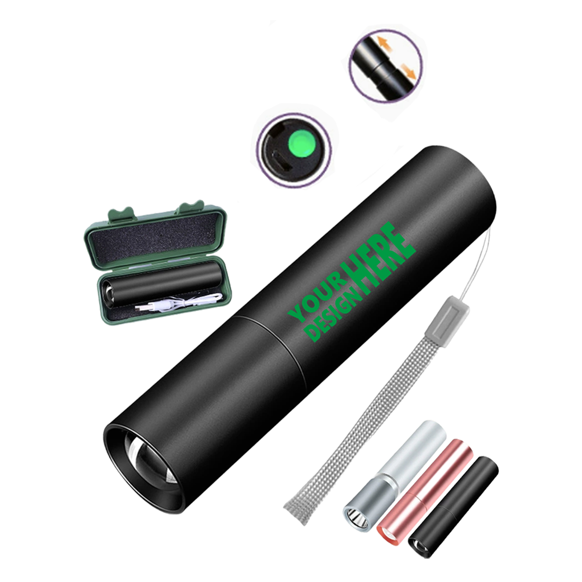 MOQ 50 High Beam LED Rechargeable Flashlight Mini Multifunctional 2