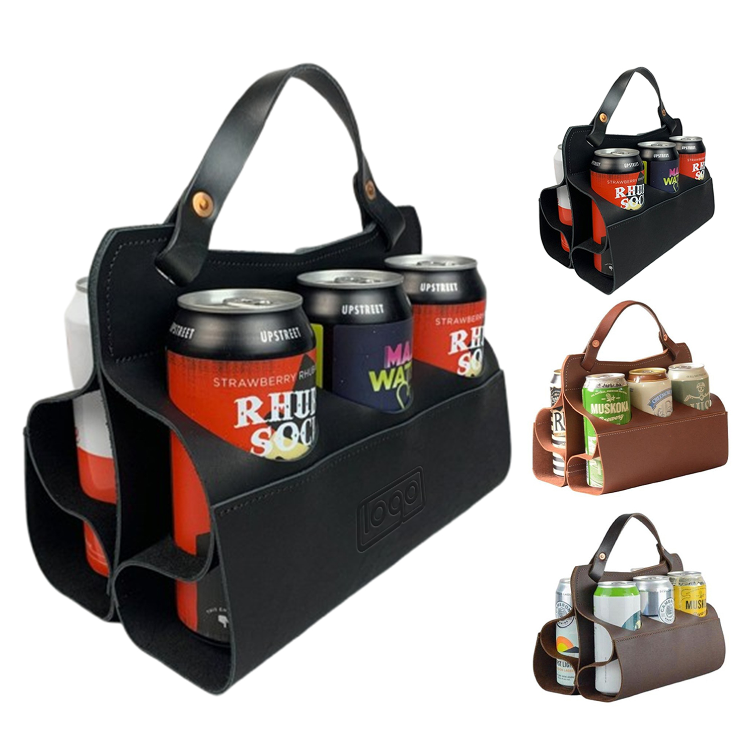 6 Cans PU Leather Beverage Carrier Bag 3