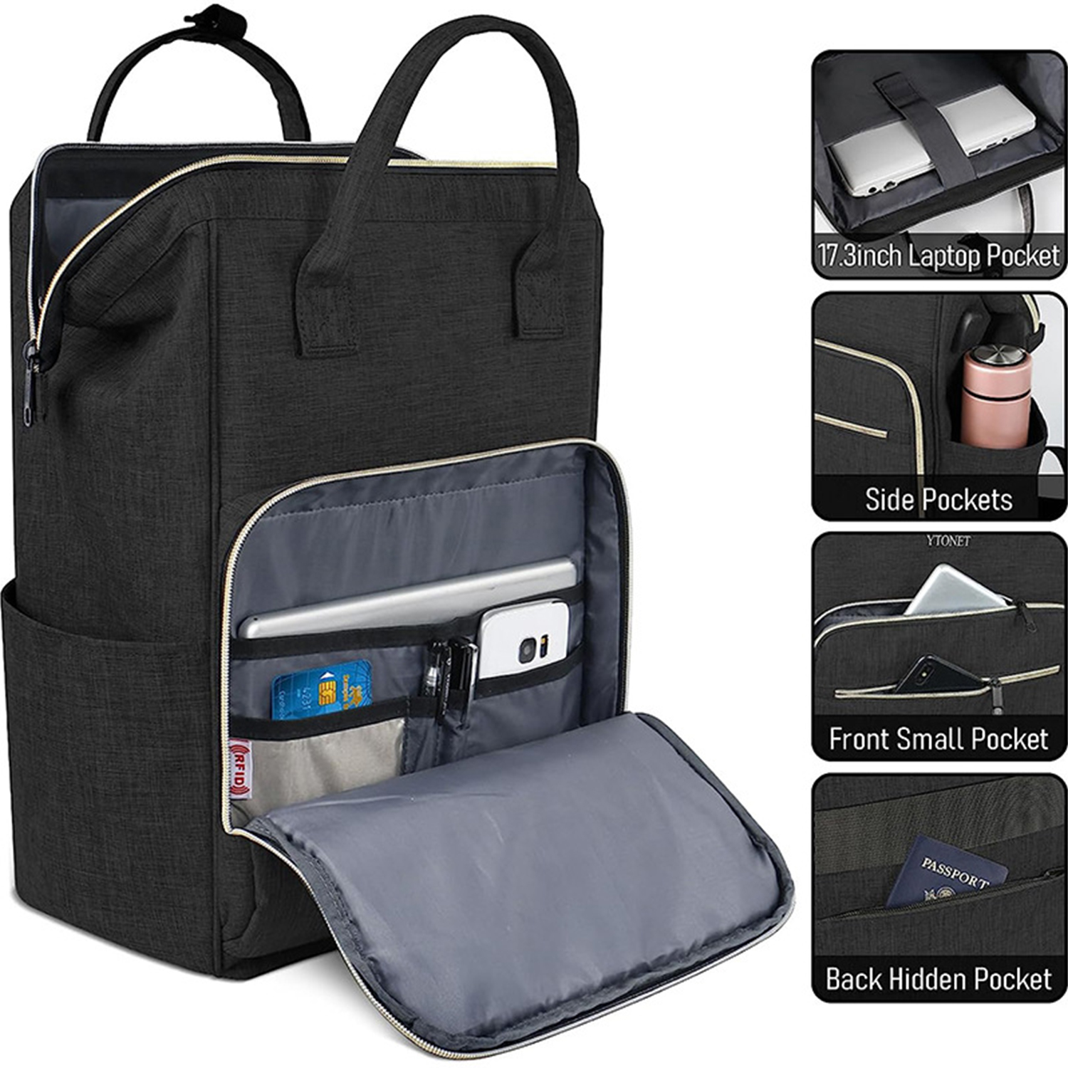 Laptop Backpack with USB Charging Port Carry on Bag for Work 2