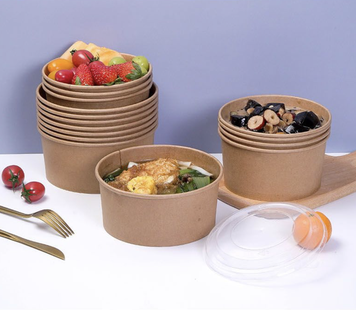 25 Oz Large Paper Bowls with Lids 8