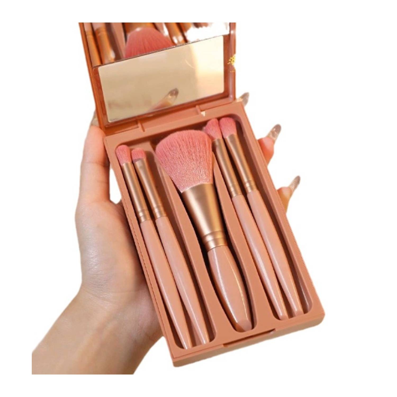 Mini 5Pcs Travel Makeup Brush Kits W/ Plastic Box 4