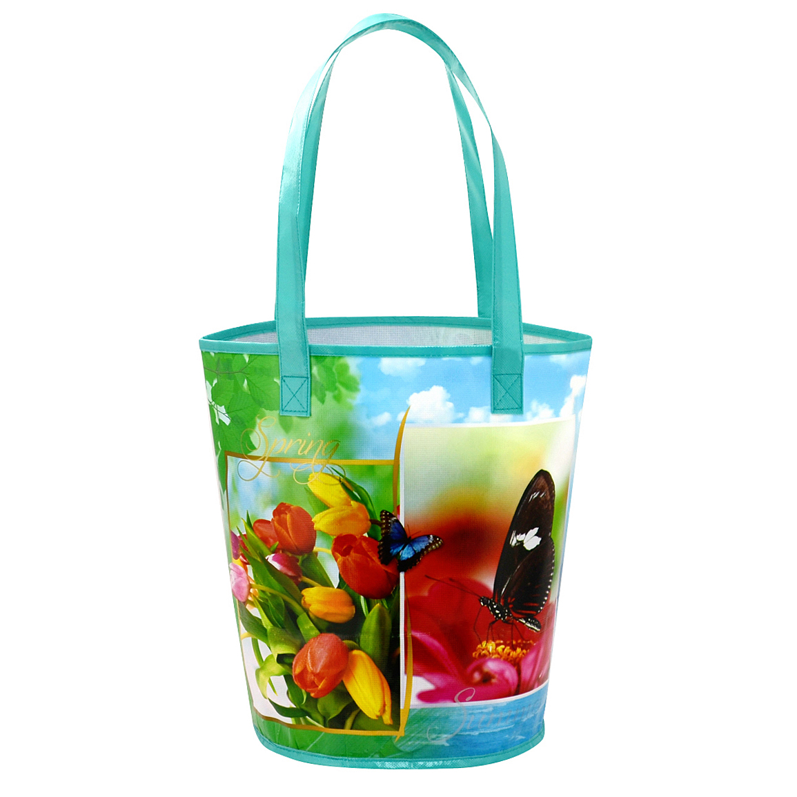 Custom 135g Laminated Non-Woven Bucket Bag 15"x12"x9" 1