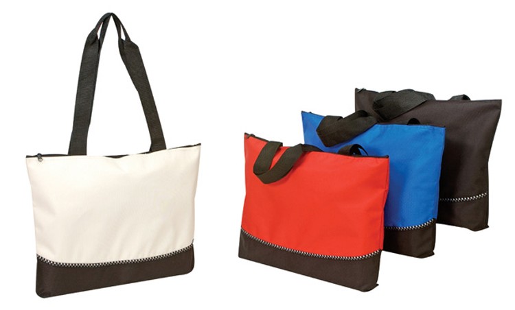 Poly Tote Bag with Zipper, custom tote bag with logo imprint 1