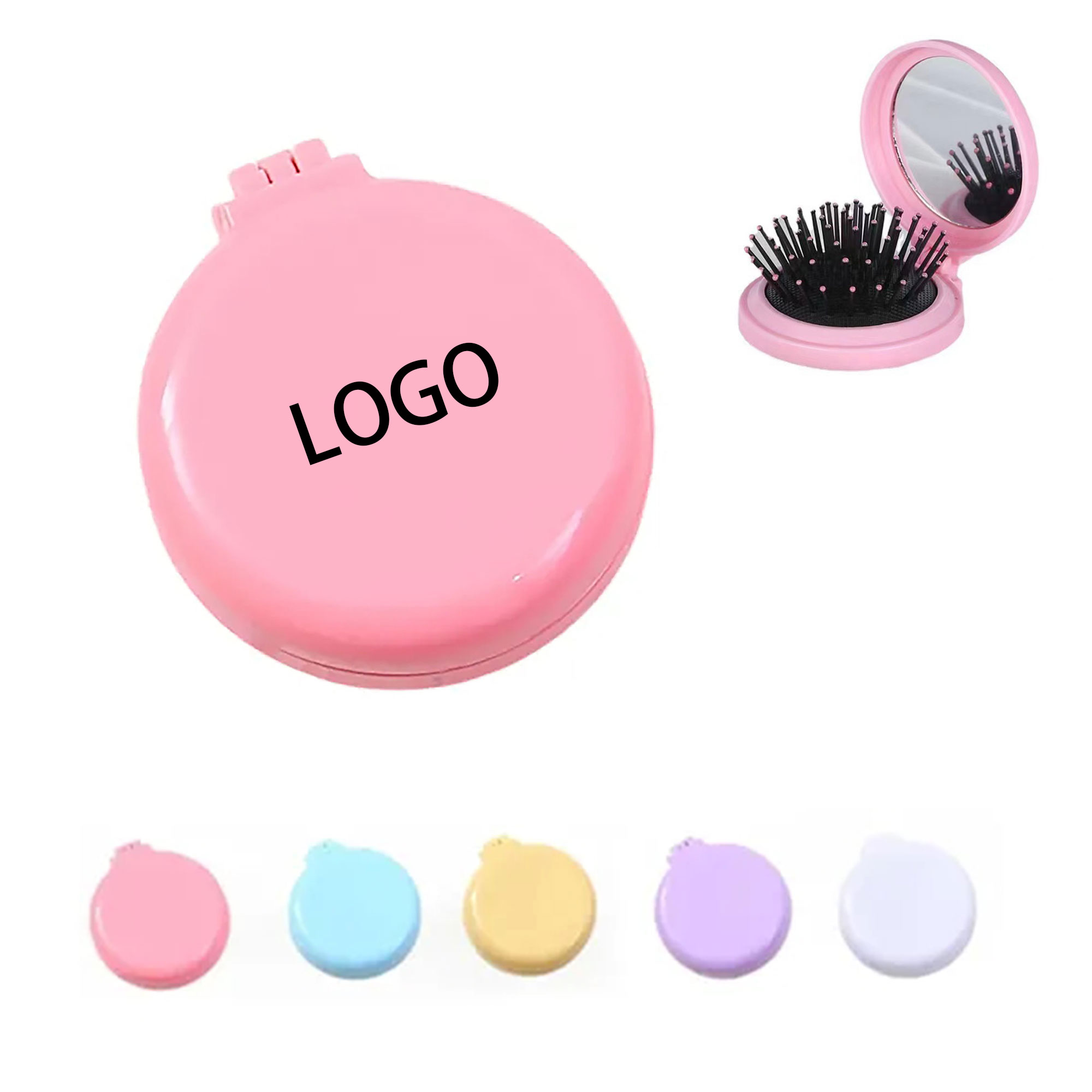 Round  Folding Mirror Air Cushion Comb Portable 2