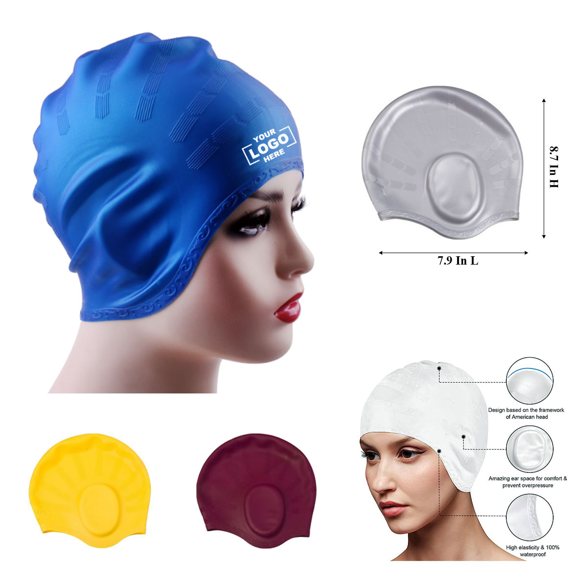 Silicone Ear Protection Swim Caps 4
