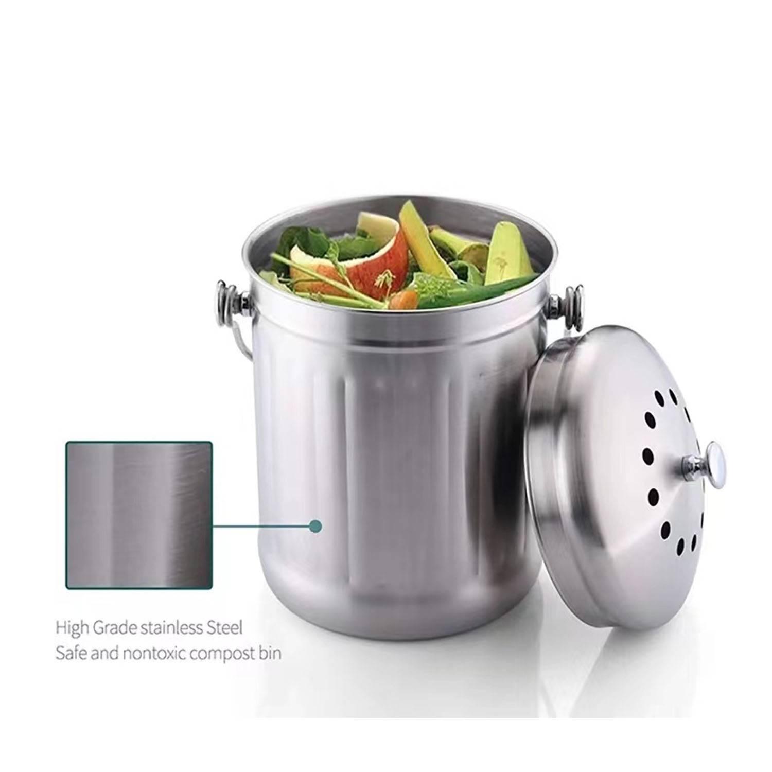 Stainless kitchen compost containers 4
