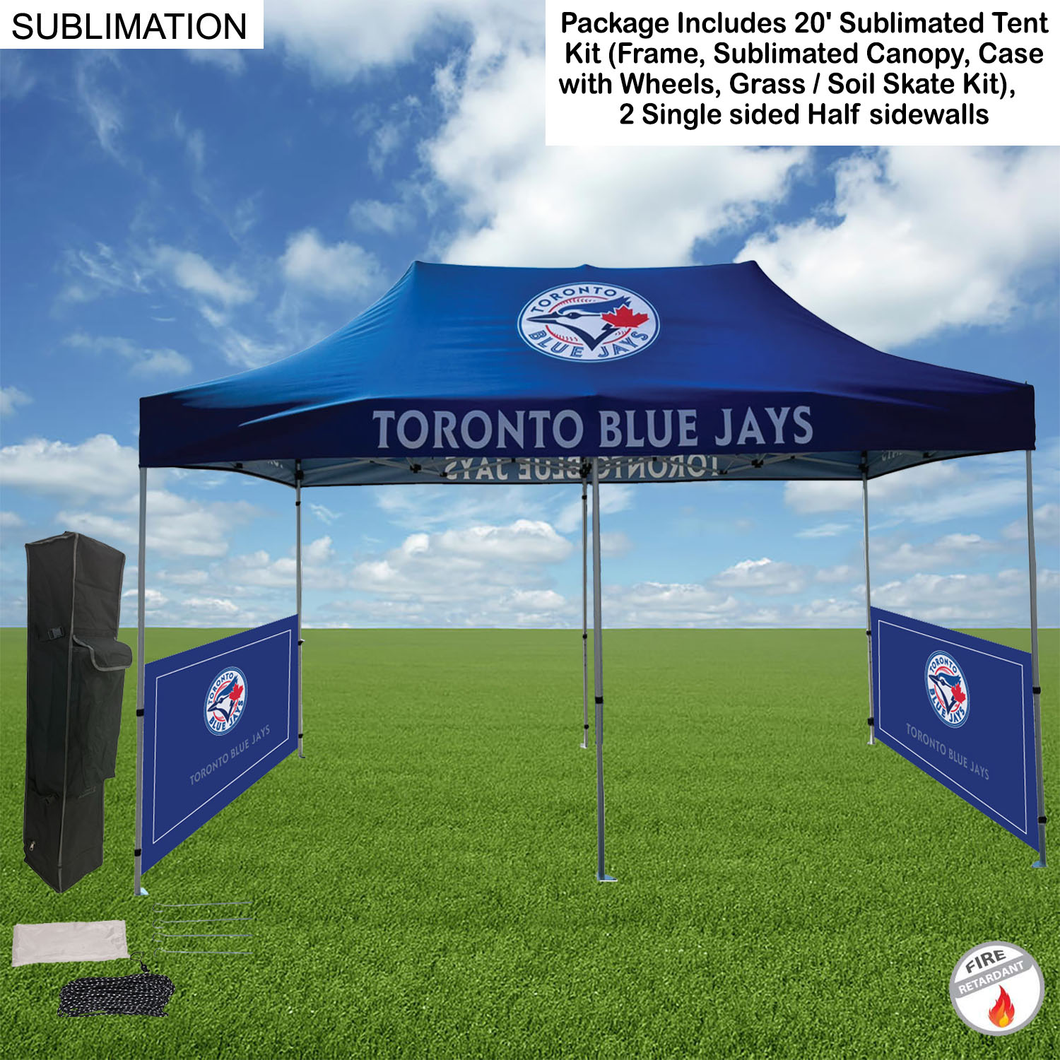 20' Tent Sidewalls Package, 20' Sublimated Tent kit and 2 Single side half sidewalls 11