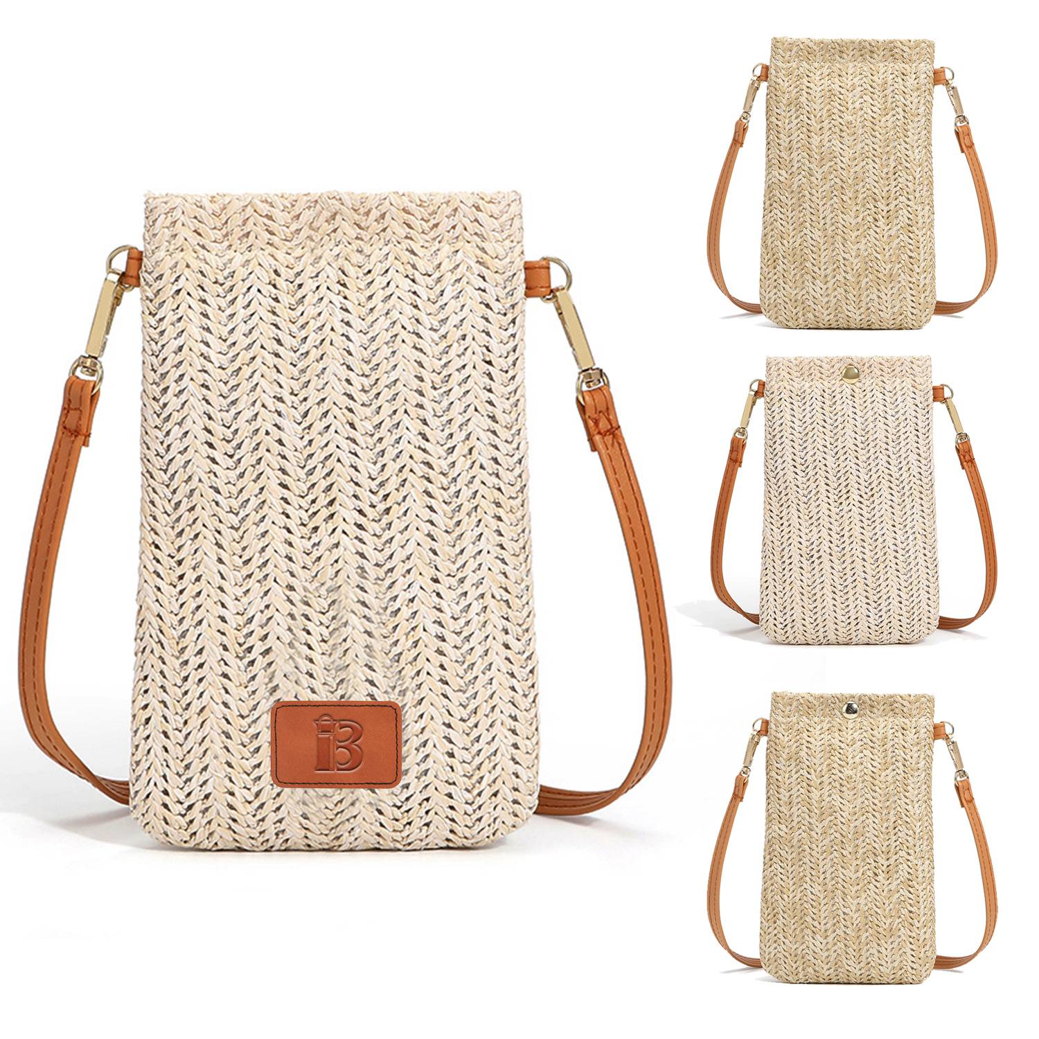 Braided Vertical Single-Shoulder Straw Crossbody Bag 3