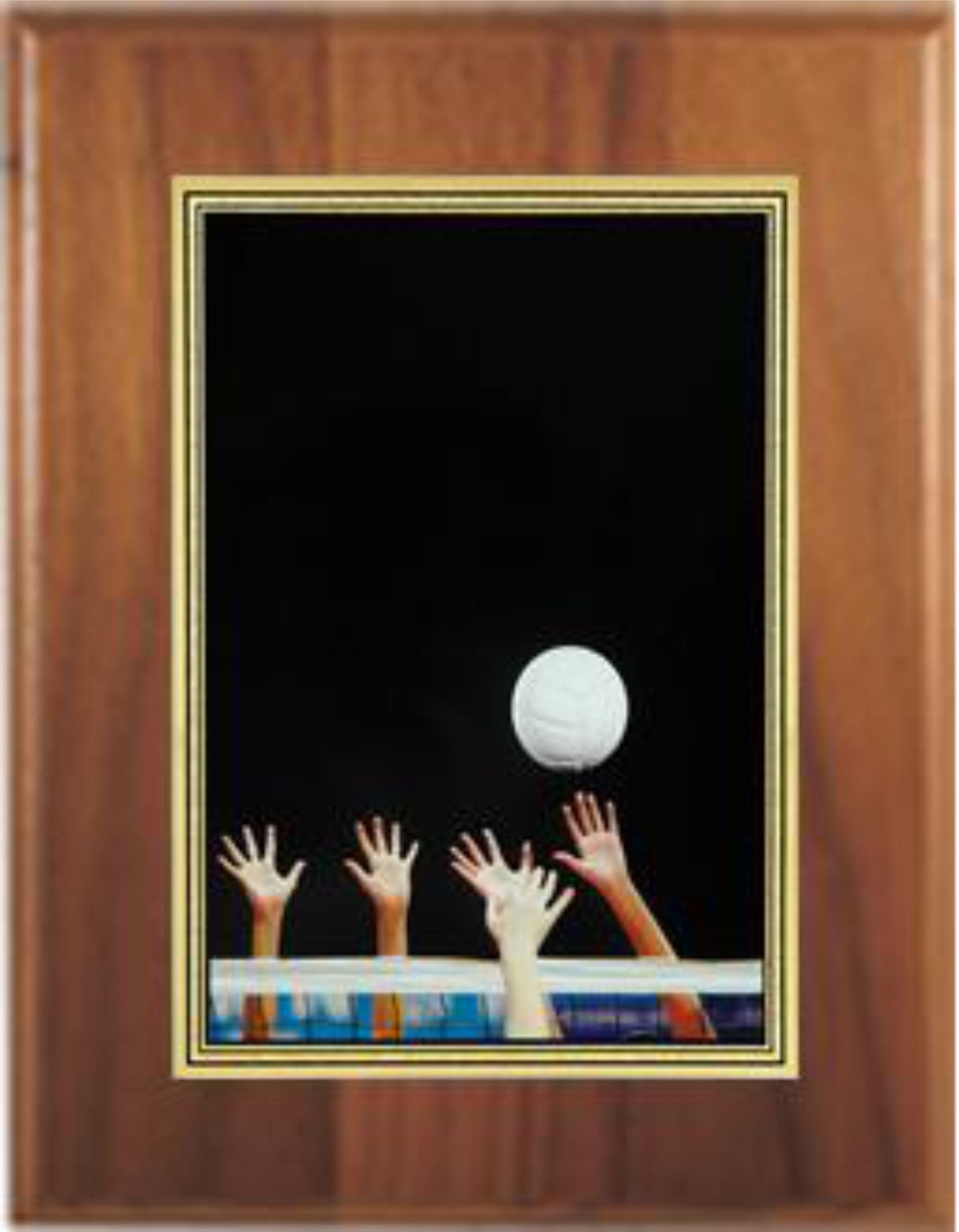 5" x 7" Cherry Finish Plaque with a Volleyball Hi-Definition Plate 2