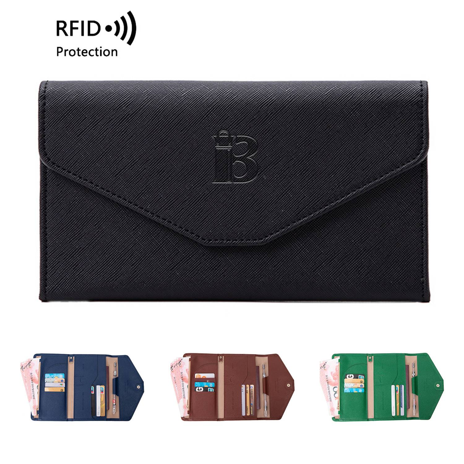 PU leather RFID multifunctional passport wallet for women 1
