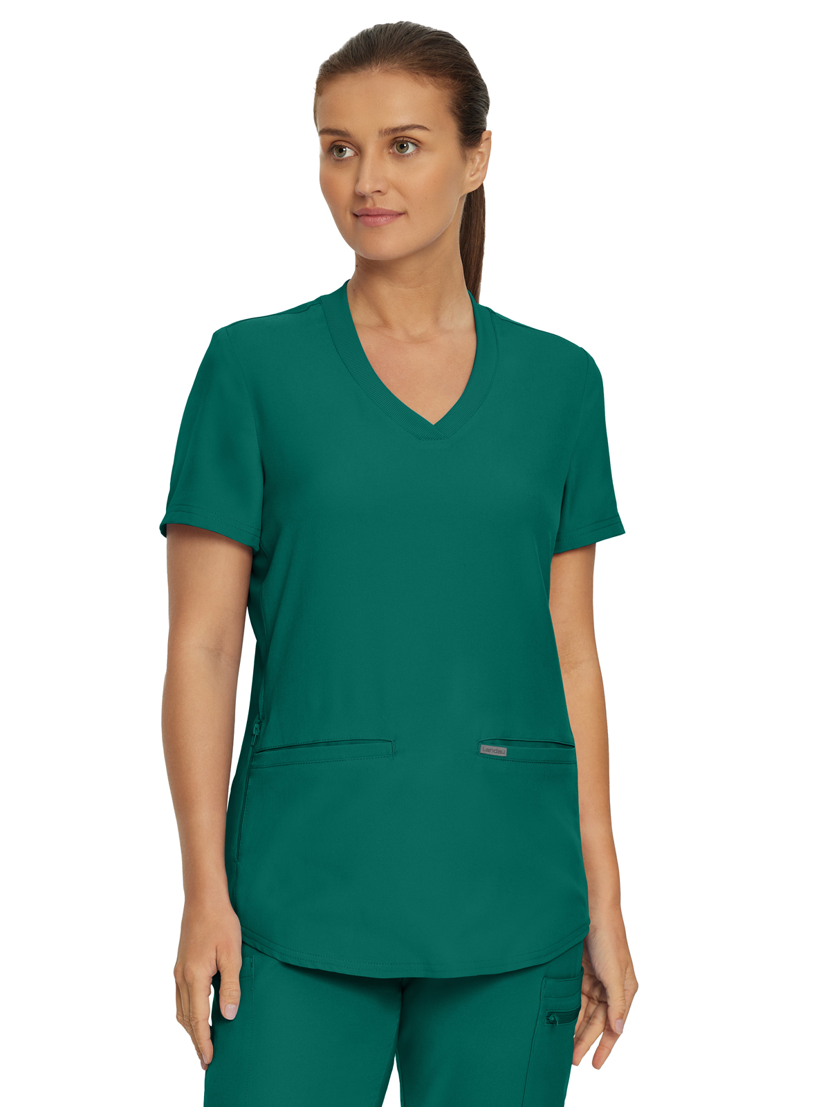 Landau - Forward - Women's Three-Pocket Rib-Knit Neckline V-Neck Top 18