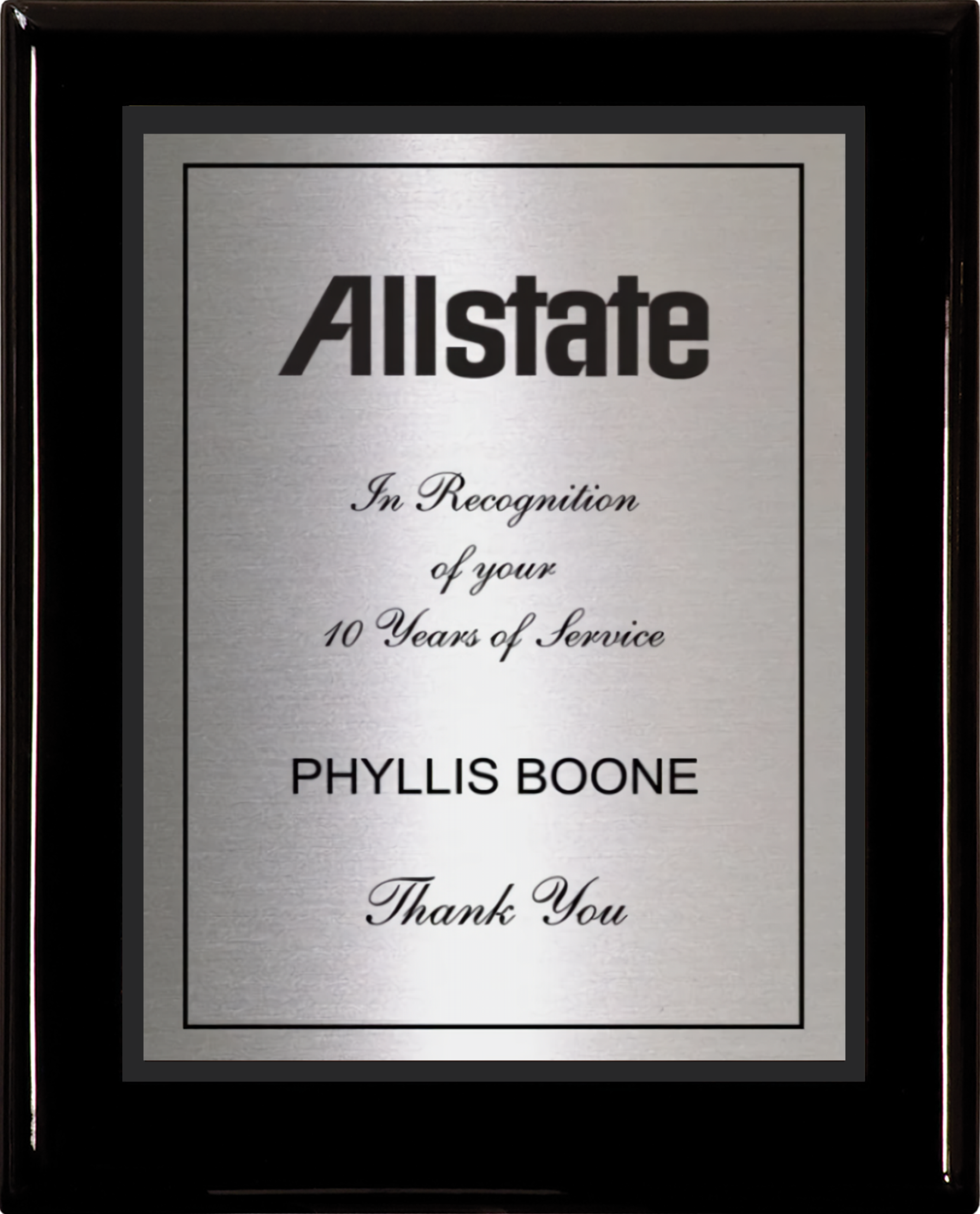Black Piano Finish Wood Plaque w/Double Engraved Plate 12