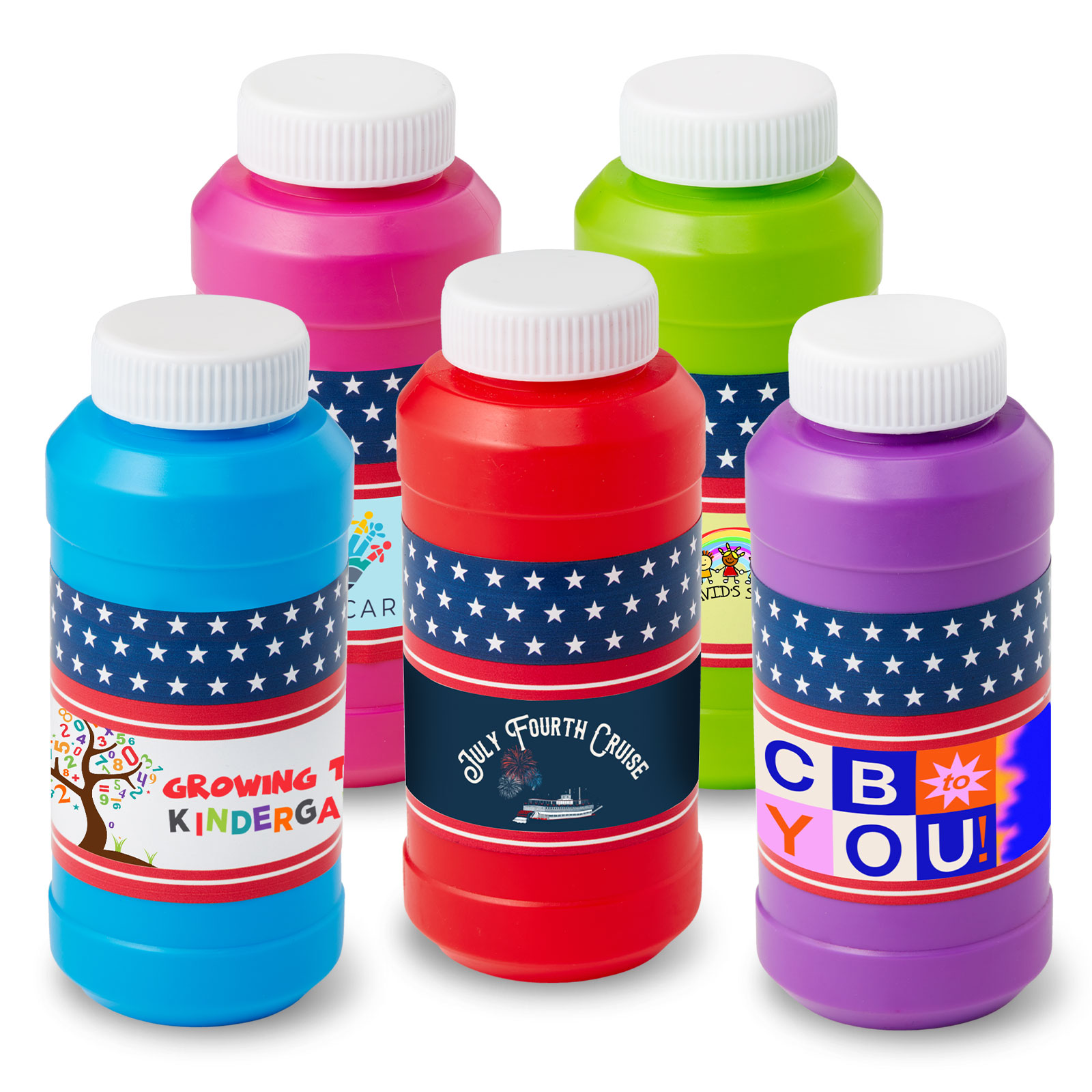 8 oz. Patriotic Bubbles with Full-Color Digital Label