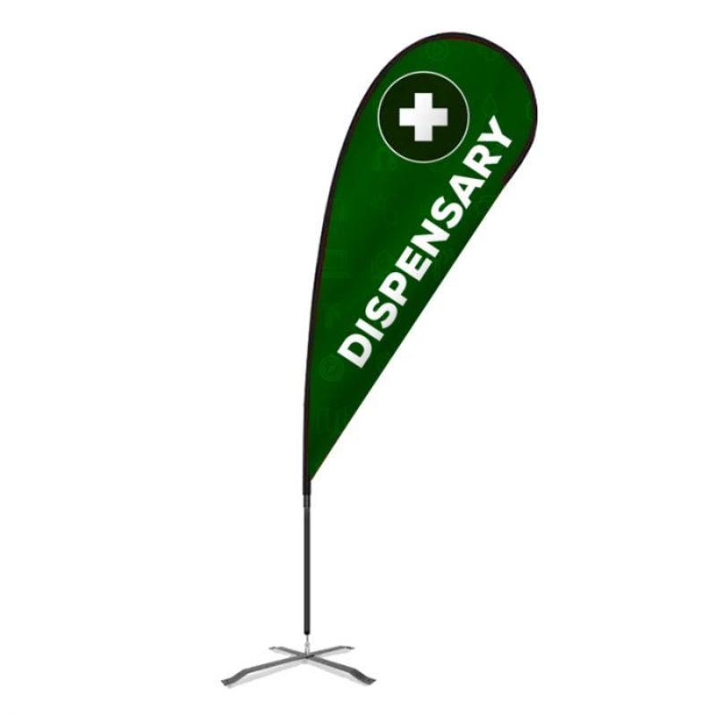 Dispensary Pre Printed Flex Blade® Teardrop Flag 12.5' - Dark Green 2