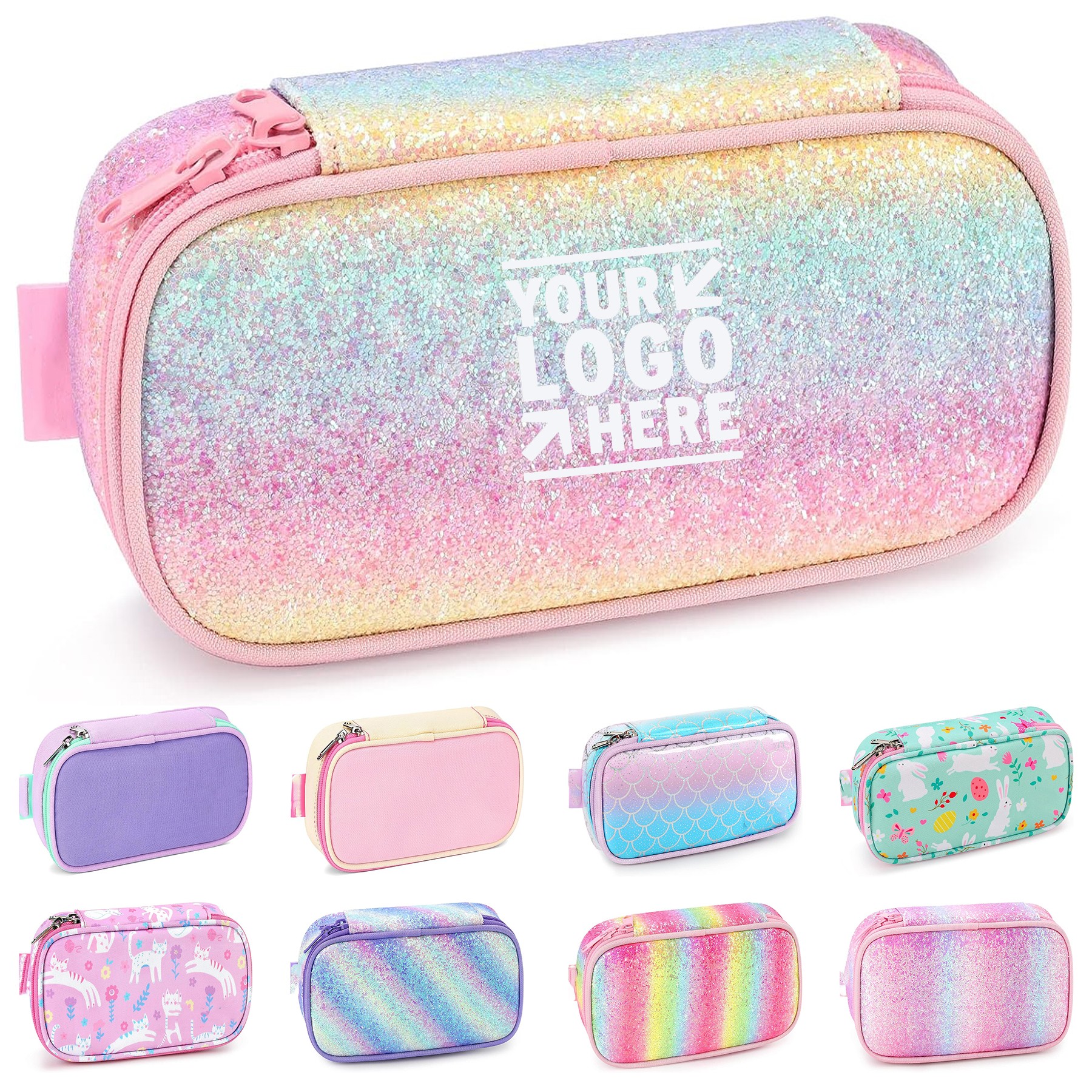 Kids Girls Boys Pencil Case Pouch Soft Rainbow Pen Box 2