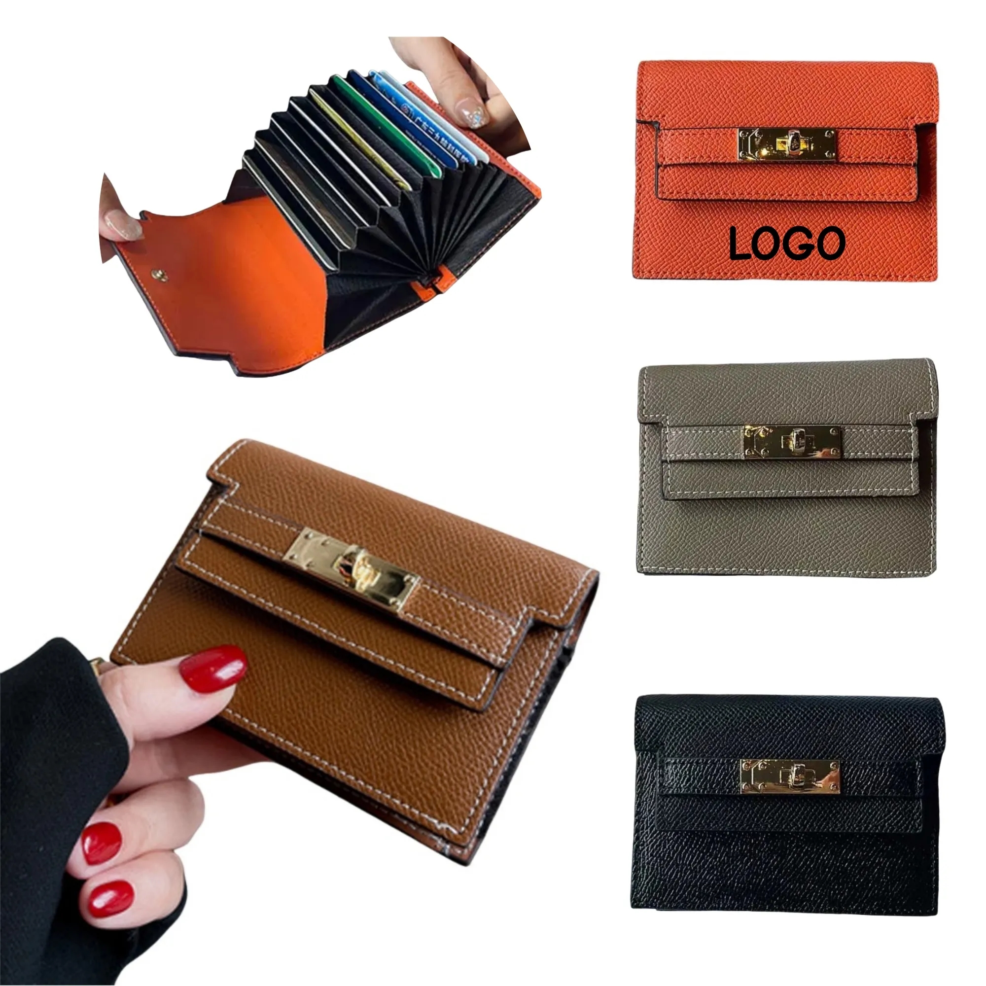 Womens Leather Accordion Card Holder