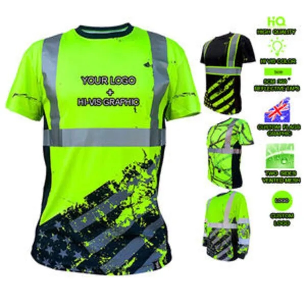 Custom Beautiful Hi Vis Graphic Reflective Workwear T Shirt 2