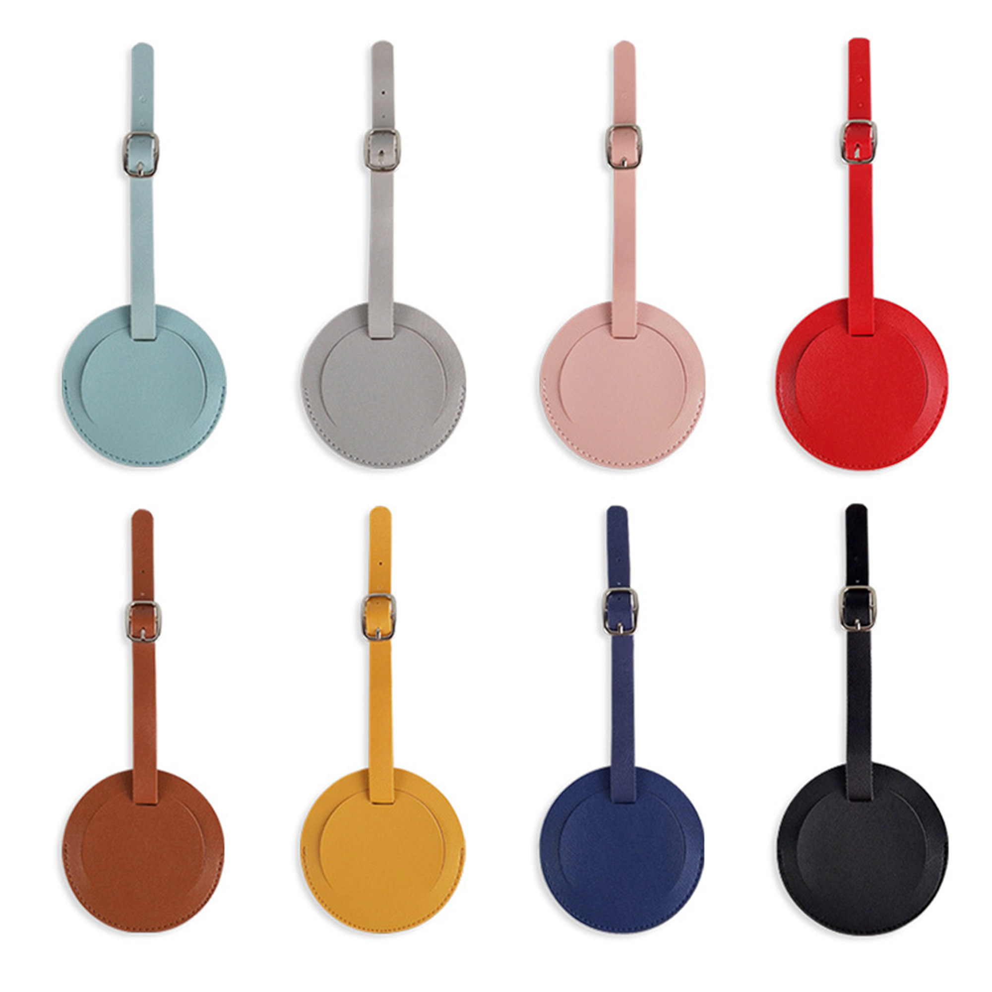Debossed Round PU Leather Luggage Tags 10