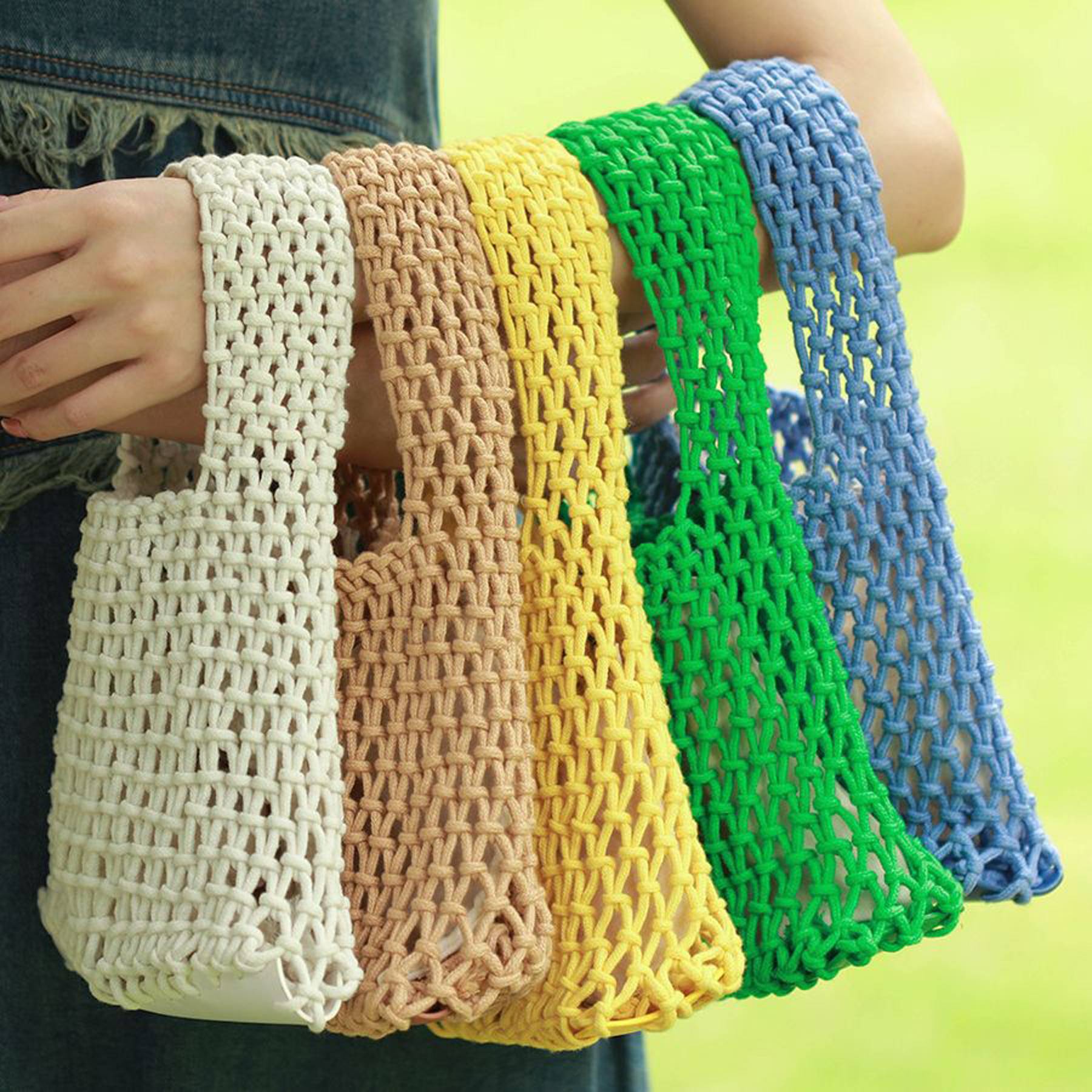 Women Cotton Beach Woven Mini Handbag 8