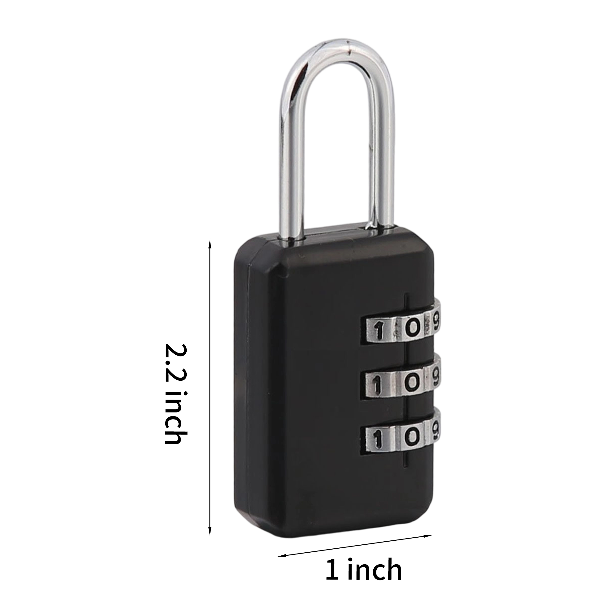 Three Digit Resettable Padlock Zinc Alloy Body Hardened Steel Shackle 5