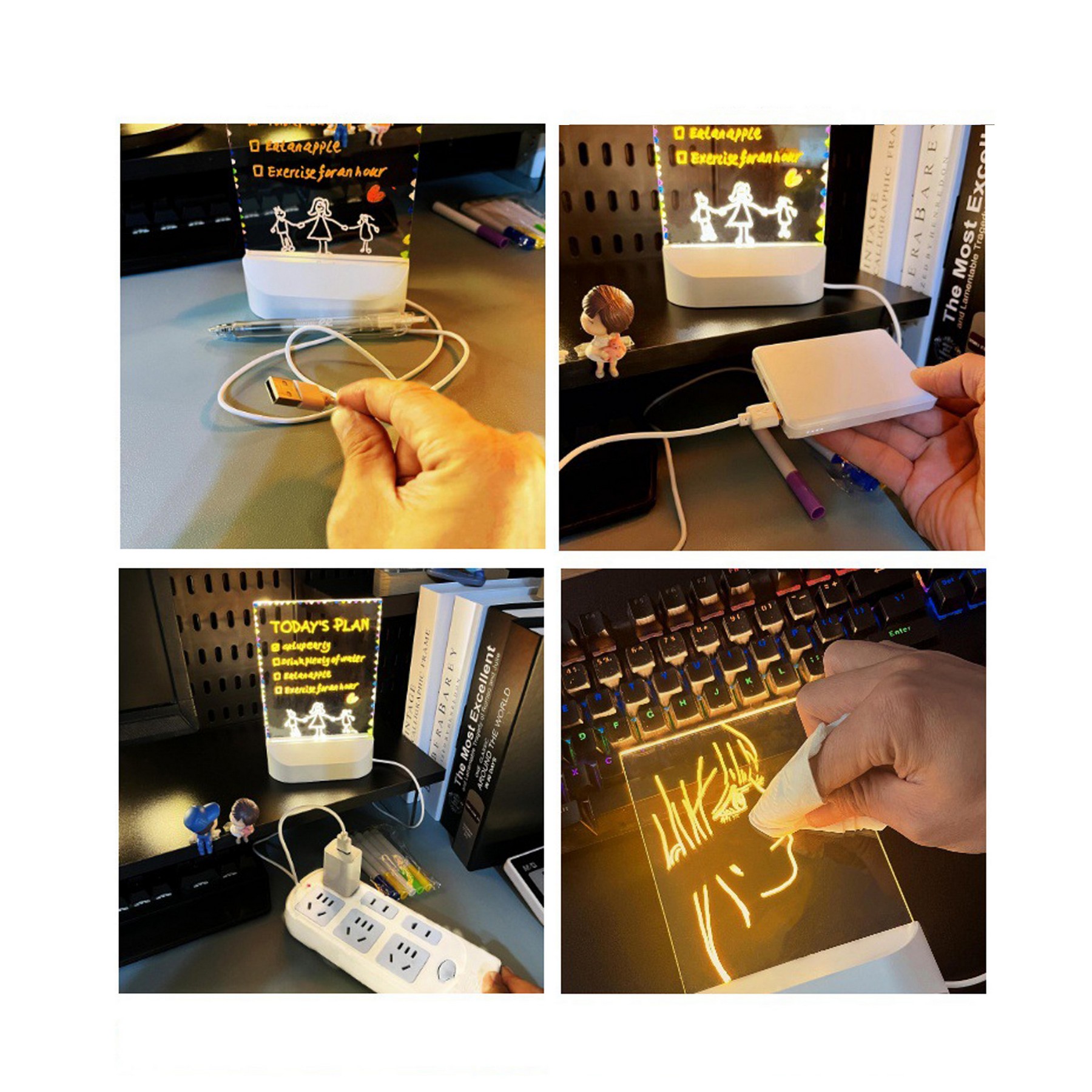 Usb Acrylic Light Message Board With 7 Colors Pen 3