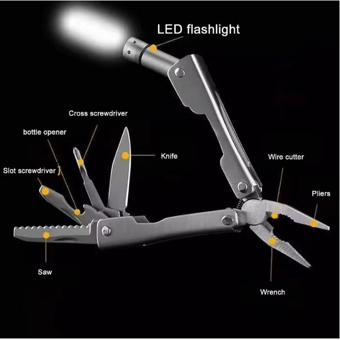 Folding Pliers Functional Pocket Multitool With Flashlight 2