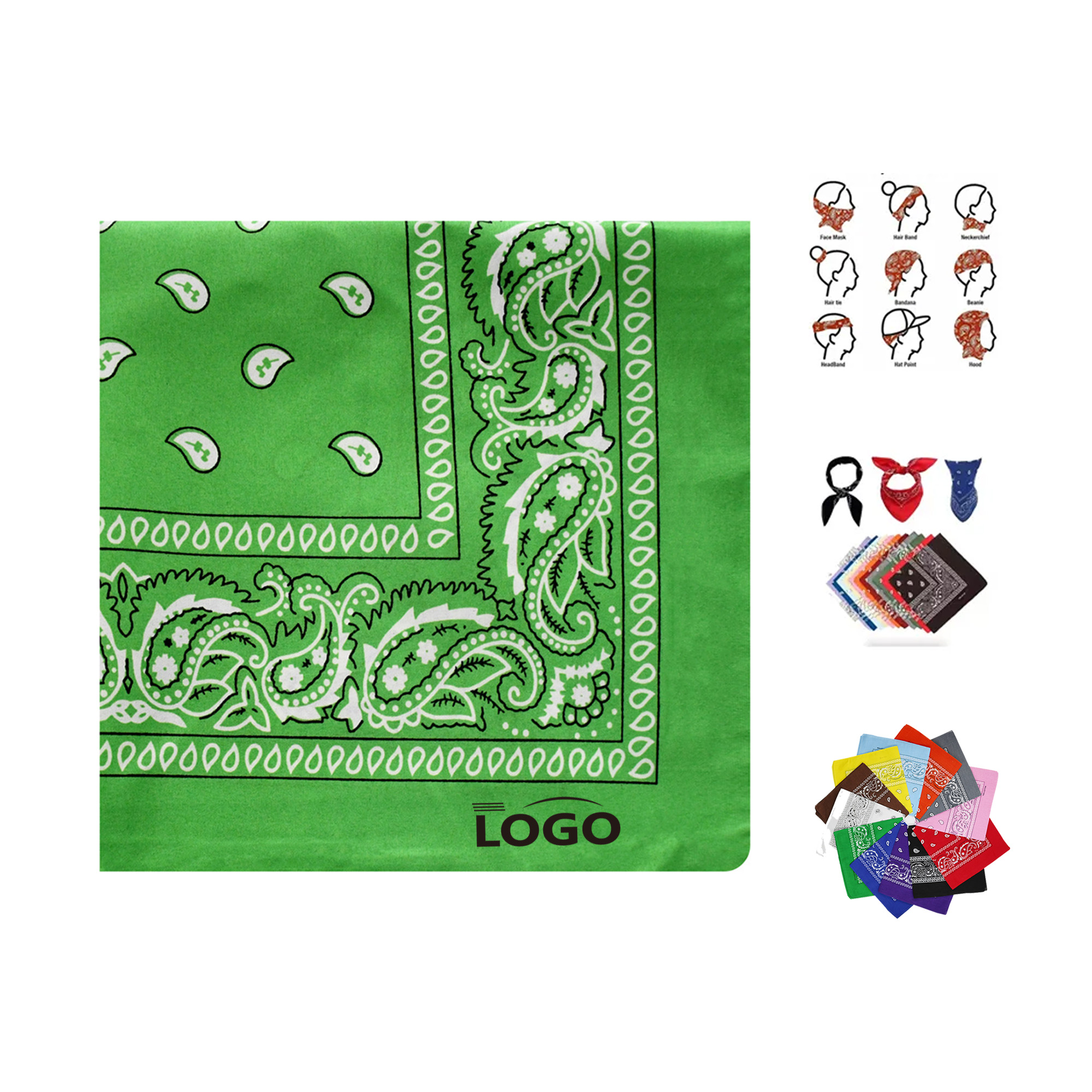 Customized Head Bandanas Square Scarf 1