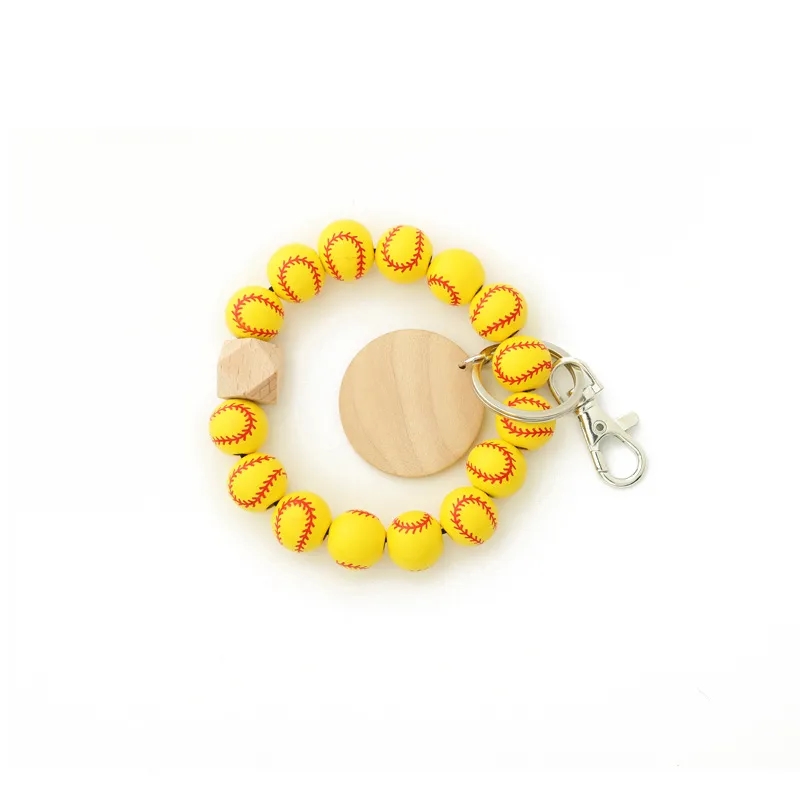 Wooden Ball Bracelet Keychain 7