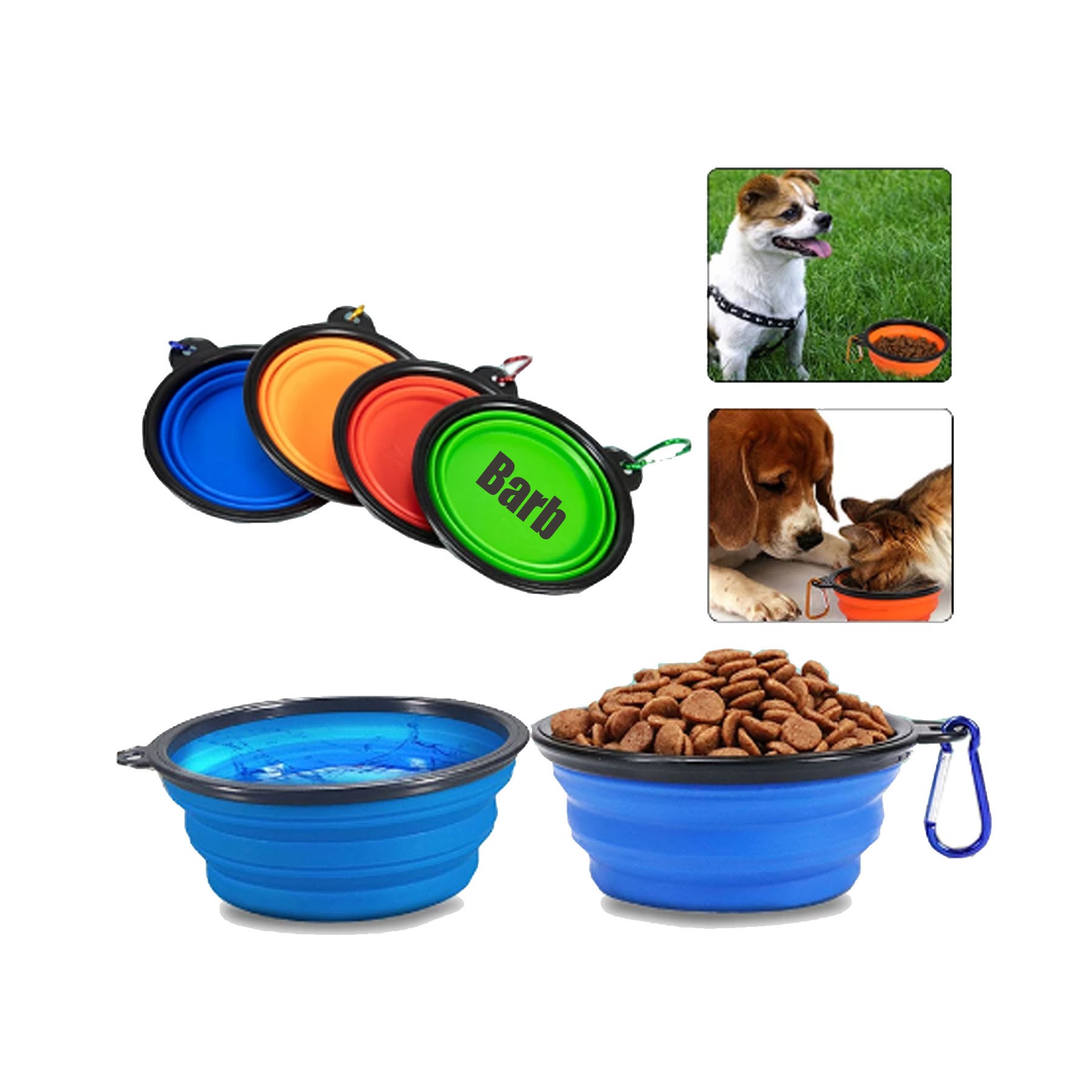 34OZ Silicone Pet Collapsible Dog Bowl with Carabiner